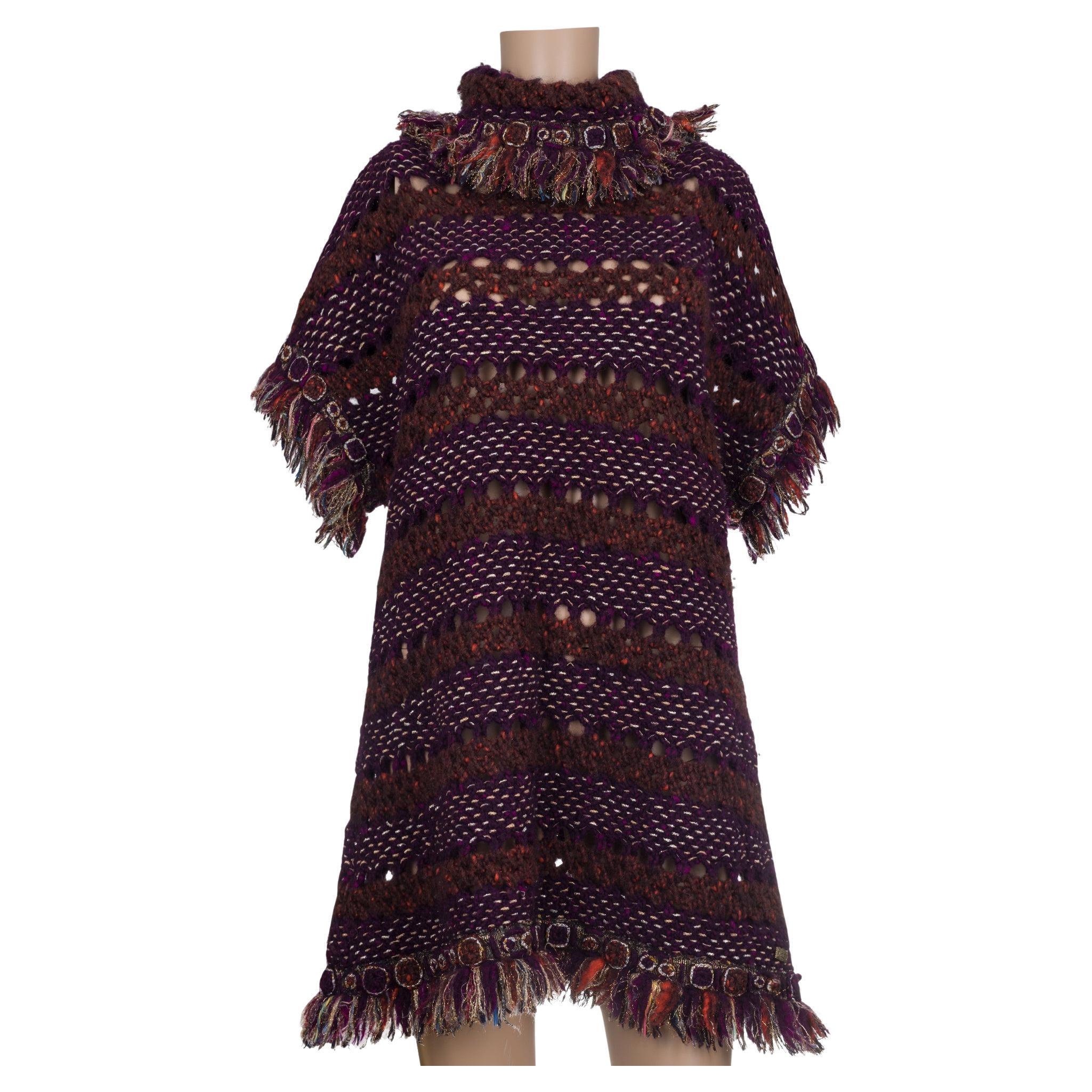 RareChanel Burgundy Gold Multicolor Tunic Sweater Dress