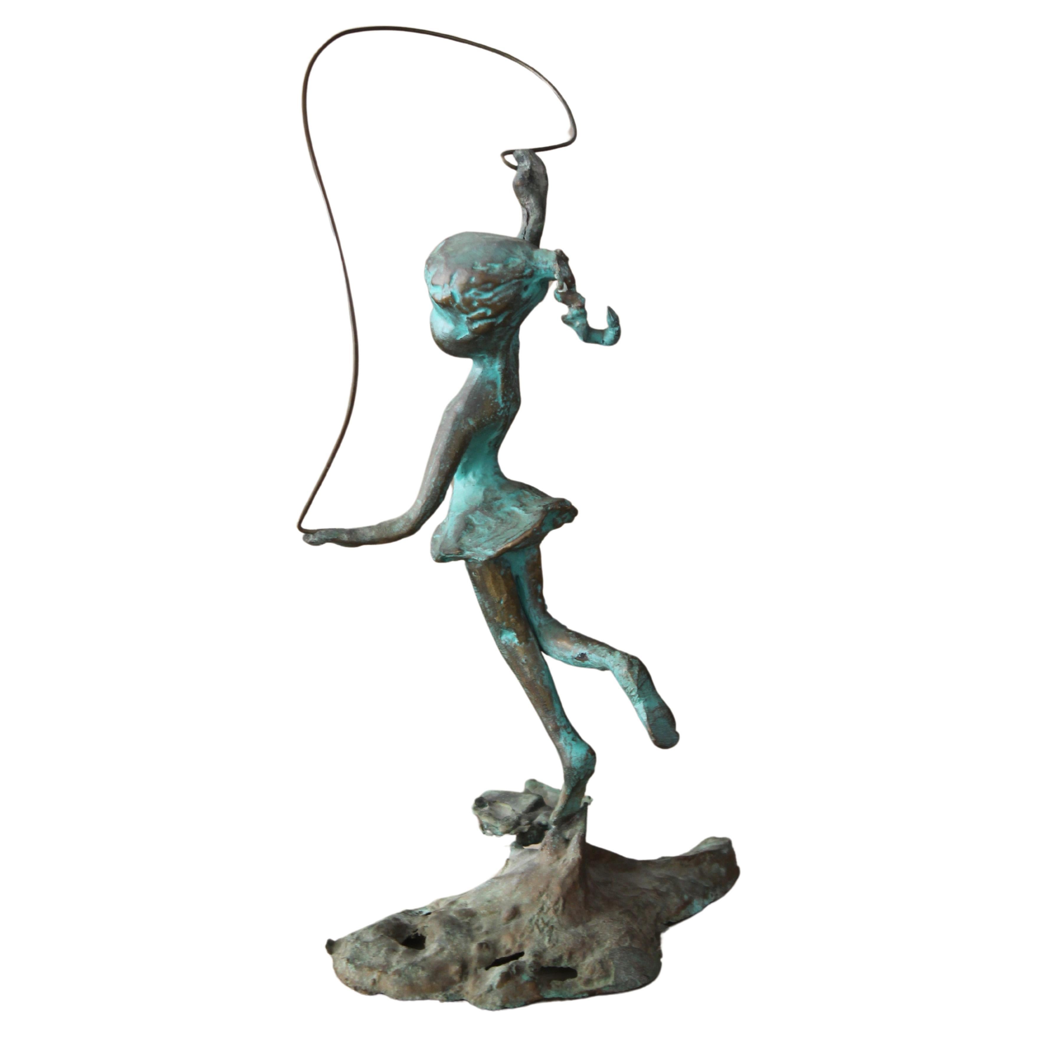 Rare ! Sculpture de corde à sauter pour fille  Cranbrook Ind. Bronze Raymor Malcolm Moran 1956
