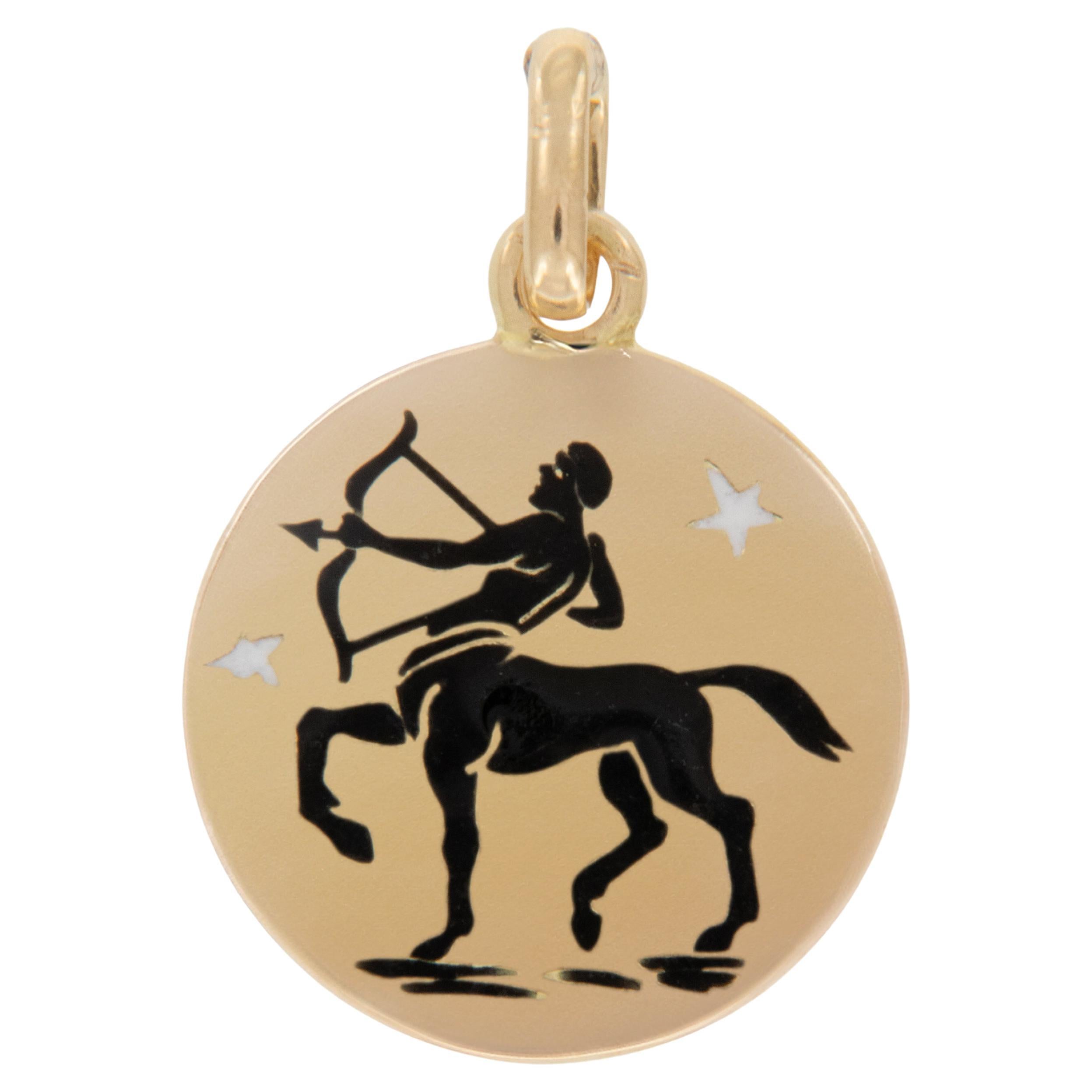 Selten gesehen  18 Karat Gelbgold Emaille Schütze Zodiac Charm Anhänger