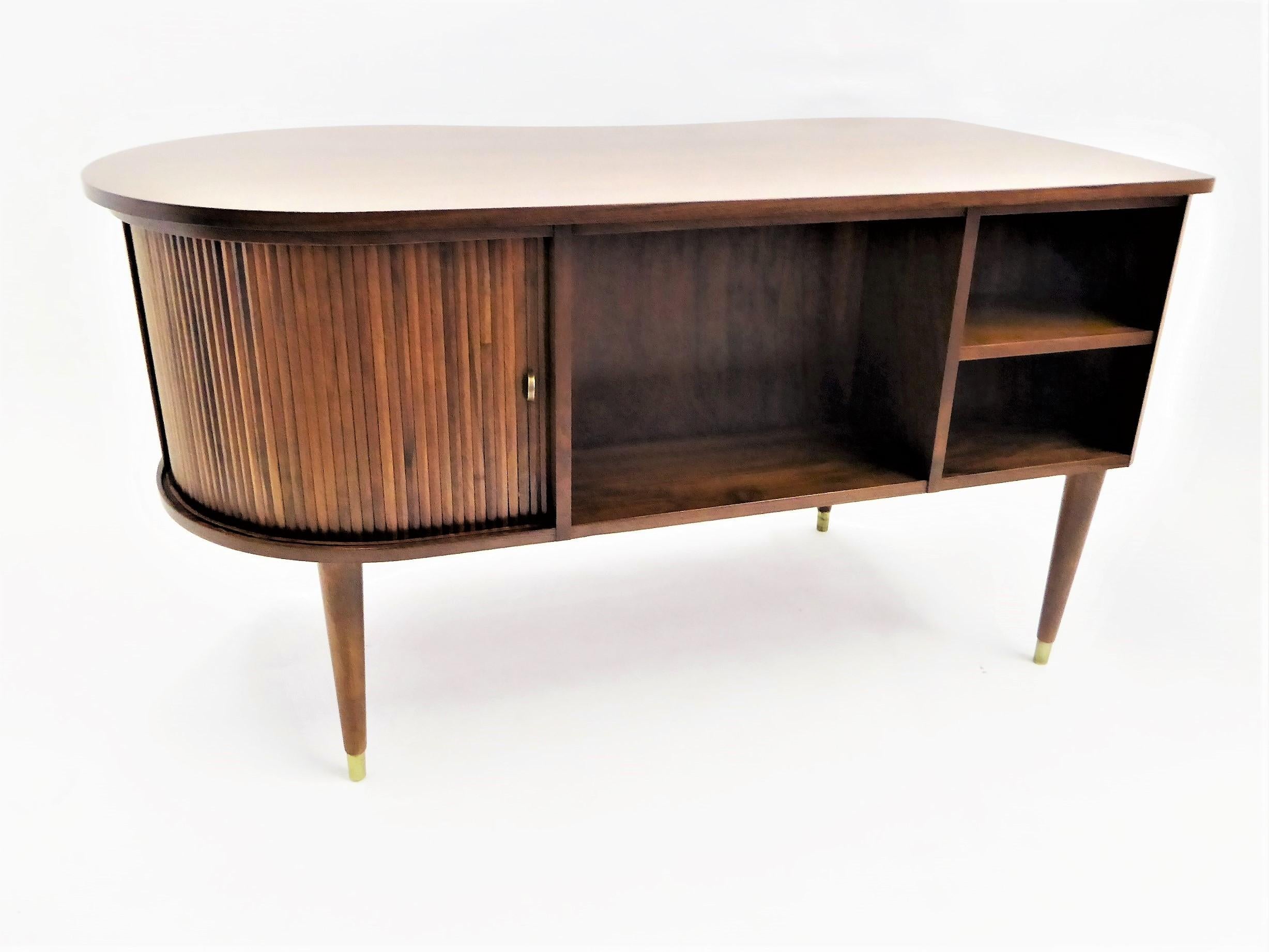 Rarely Seen 1950s Gunnar Tibergaard Nielsen Mid Century Danish Modern Teak Desk In Good Condition In Miami, FL