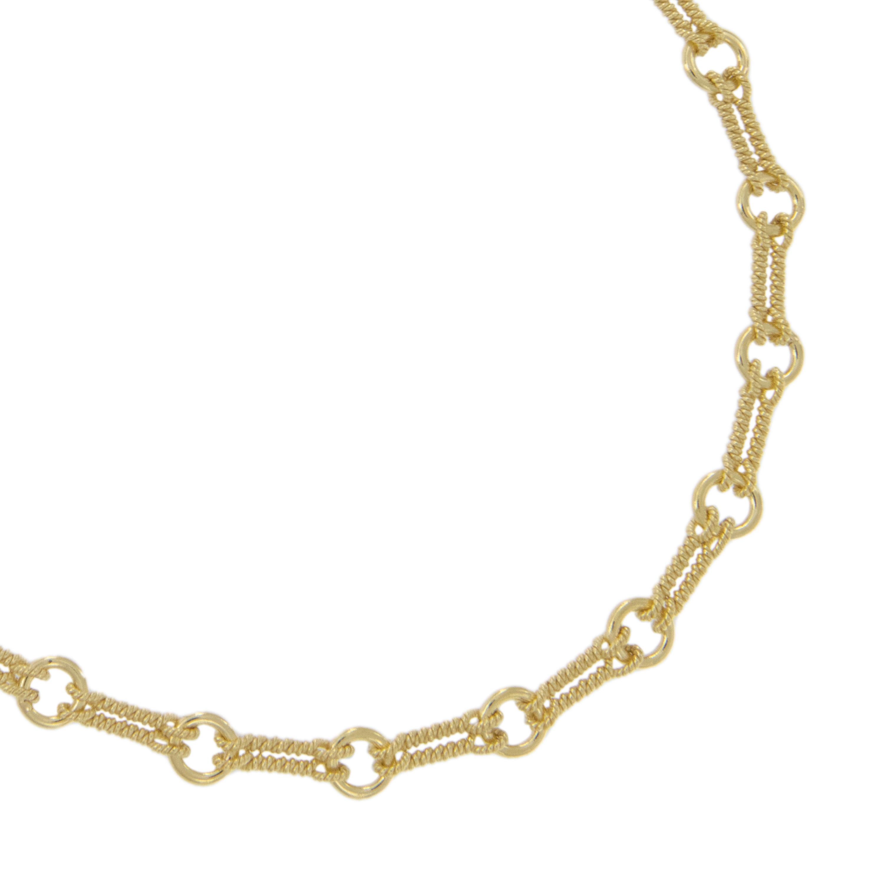 Seltene handgefertigte 18 Karat Gelbgold-Halskette mit doppelter gedrehter Kette (Byzantinisch)