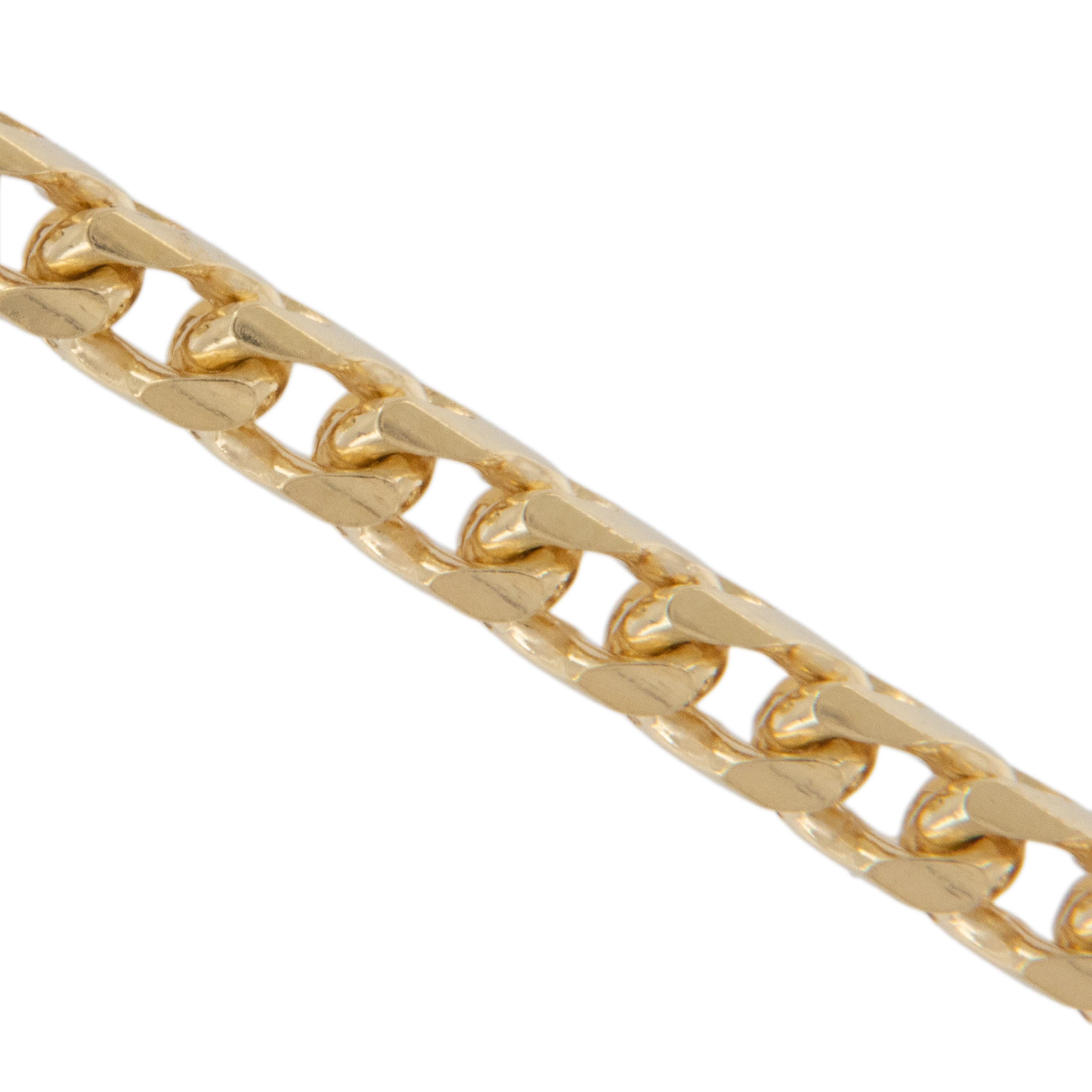 Franco Chains were named after an Italian designer, influenced by the curb pattern but created V-shaped links for chains in order for them to have greater girth and durability to be worn alone or hang something substantial from. Beautiful