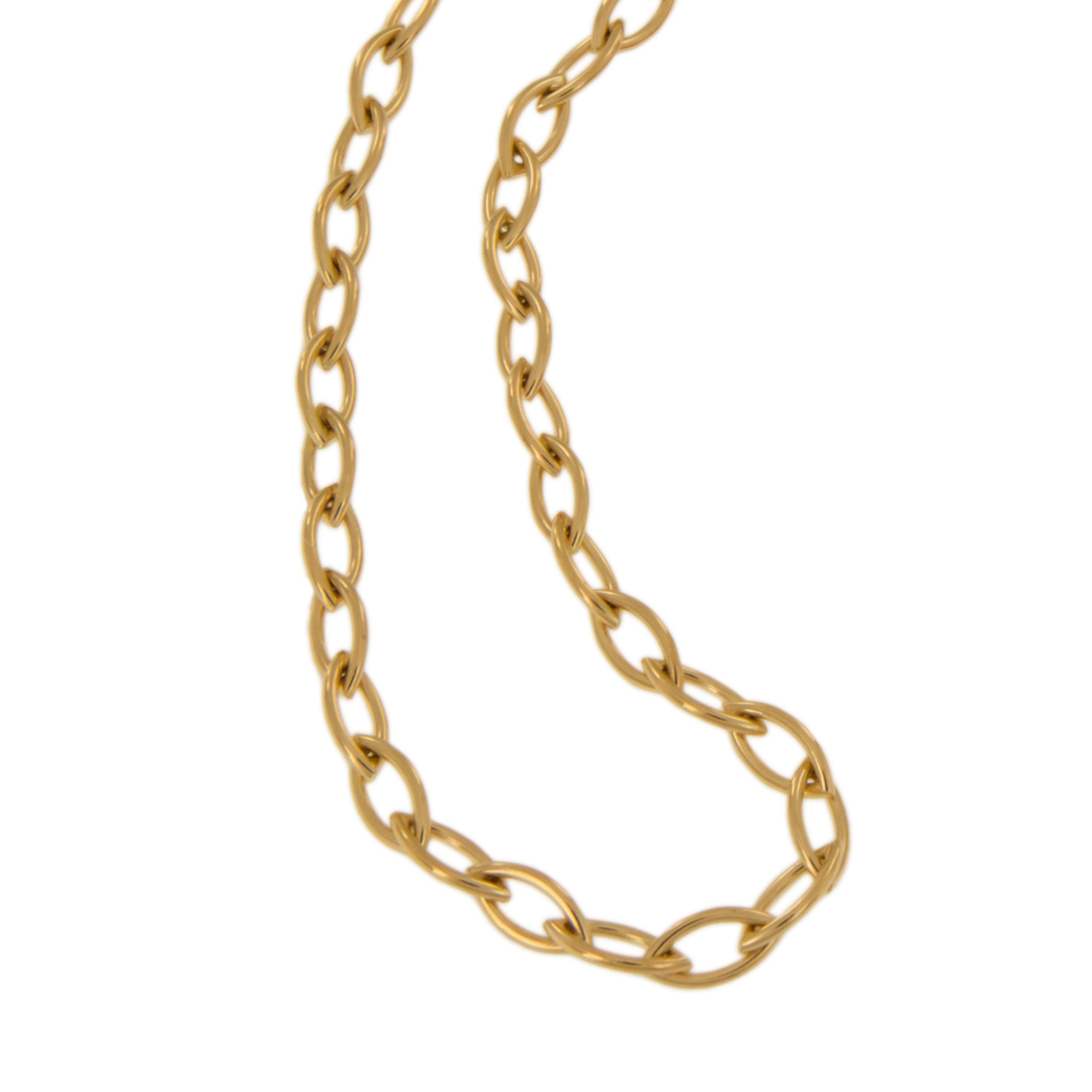 Beautiful handcrafted Italian 18k gold marquise shape link chain necklace with a secure lobster clasp looks perfect on it's own and also fabulous layered with other pieces! 3 necklaces available 24, 20 & 18 inches long but can be worn at any length,