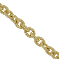 Rarely Seen "Handmade" Italian 18 Karat Yellow Gold Chain Link Necklace