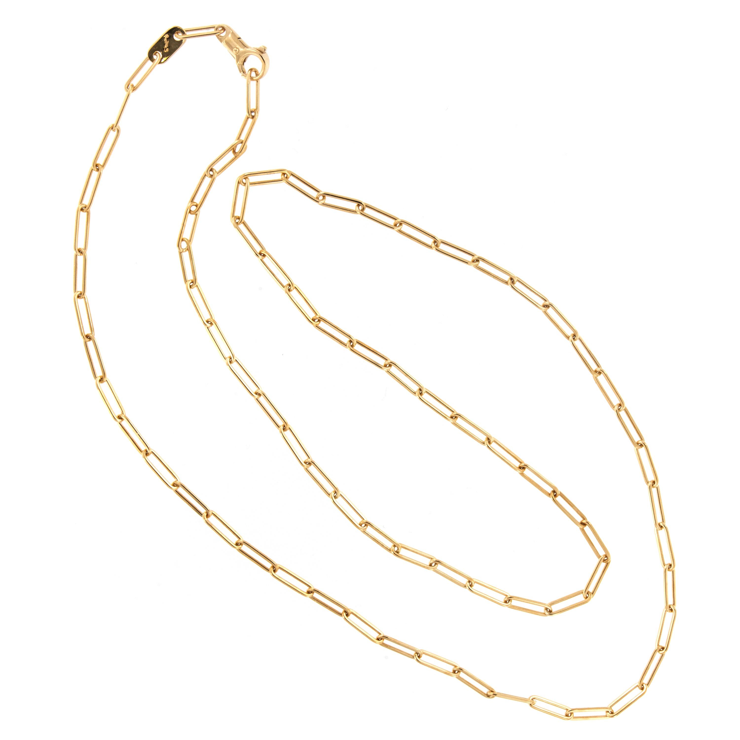 Cette chaîne représente la qualité et la sophistication de la culture italienne, célébrant les valeurs des artisans fiers de leur travail ! Fabriquée à la main en Italie, cette chaîne de cou en or jaune 18 carats massif est longue de 24 pouces et