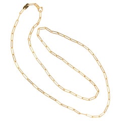 Rarely seen, Handmade Solid 18 Karat Yellow Gold Paperclip Chain Necklace