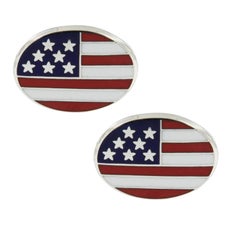 Rarely Seen-Tiffany & Co. Sterling Silver Enameled USA Flag Cufflinks