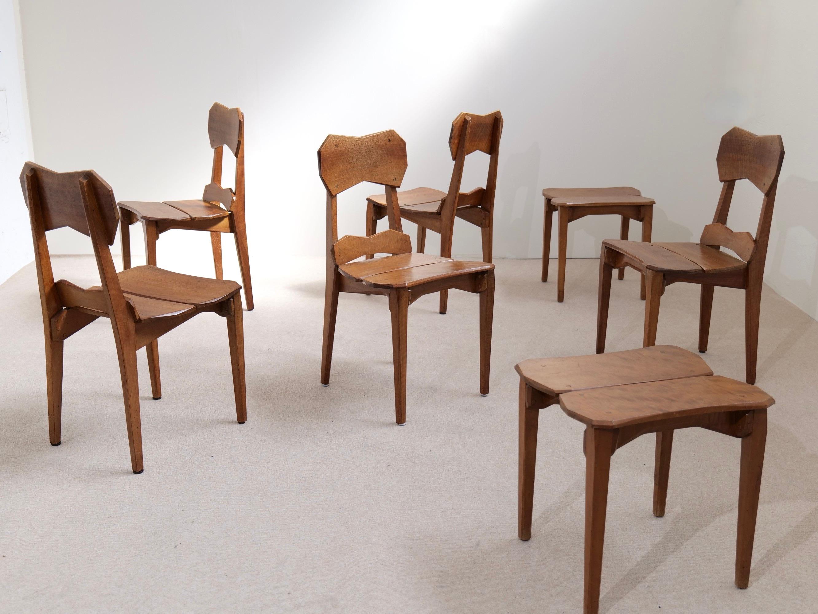Seltene anthroposophische Stühle und Hocker von Paul Bay (Brutalismus) im Angebot