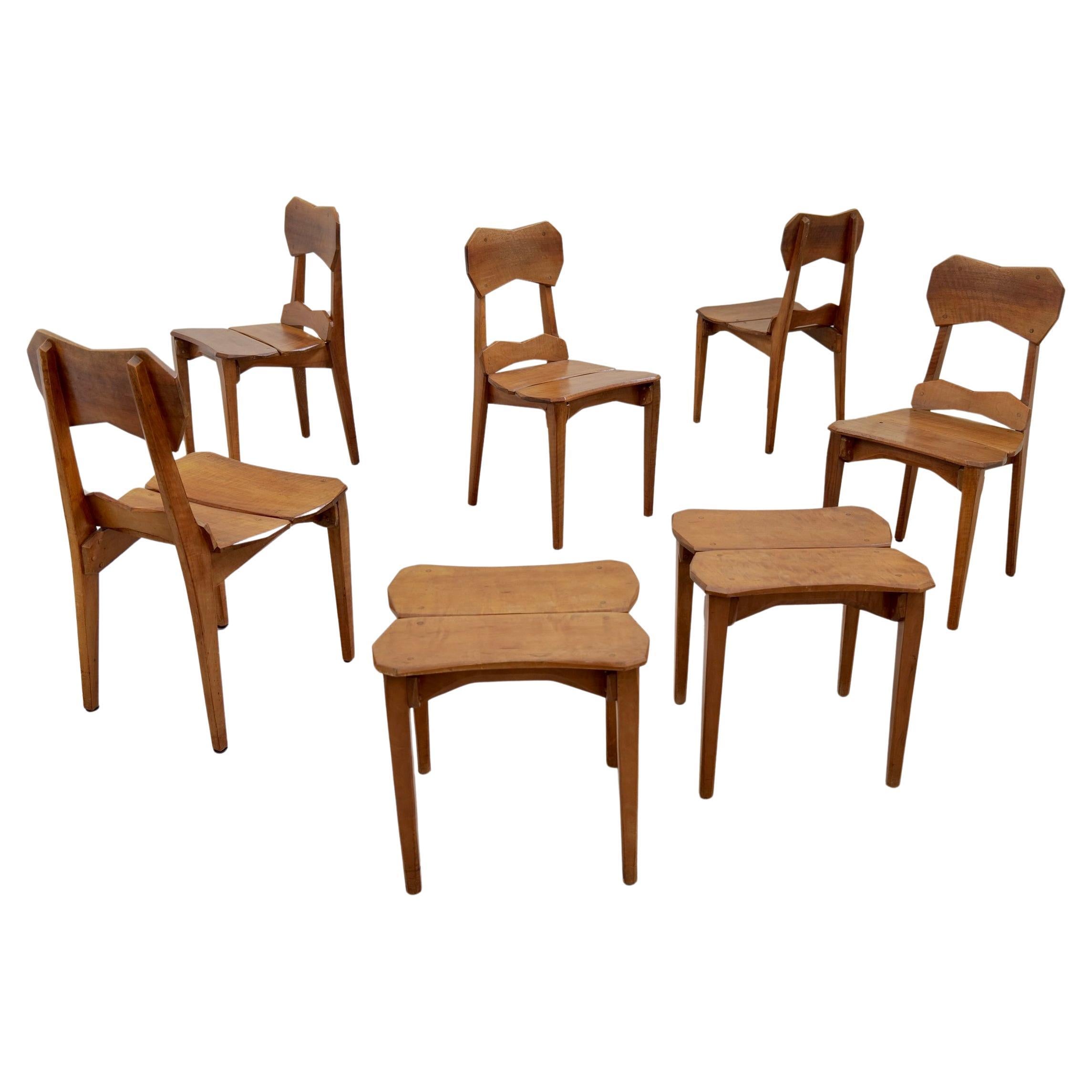Seltene anthroposophische Stühle und Hocker von Paul Bay im Angebot