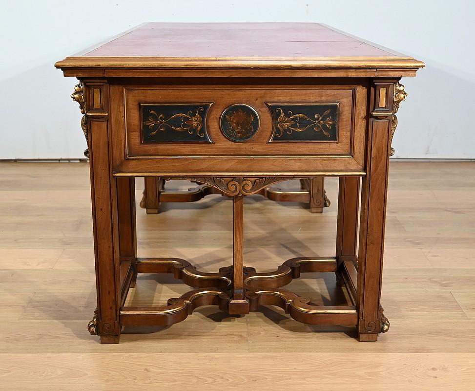 Seltenes italienisches Arbeitszimmer und Schreibtisch aus Nussbaum im Renaissance-Stil - 1900 im Angebot 11
