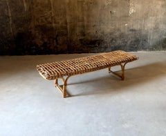 Rarest and Documented Rattan Bench by Joaquim Belsa, Spain, 1962