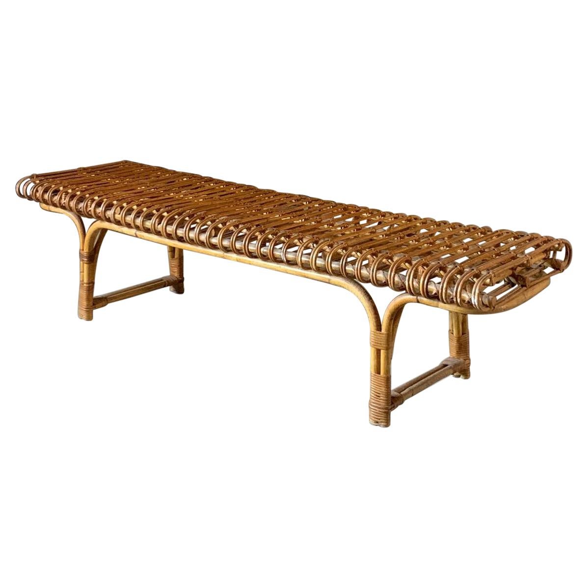 Rarest and Documented Rattan Bench by Joaquim Belsa, Spain, 1962