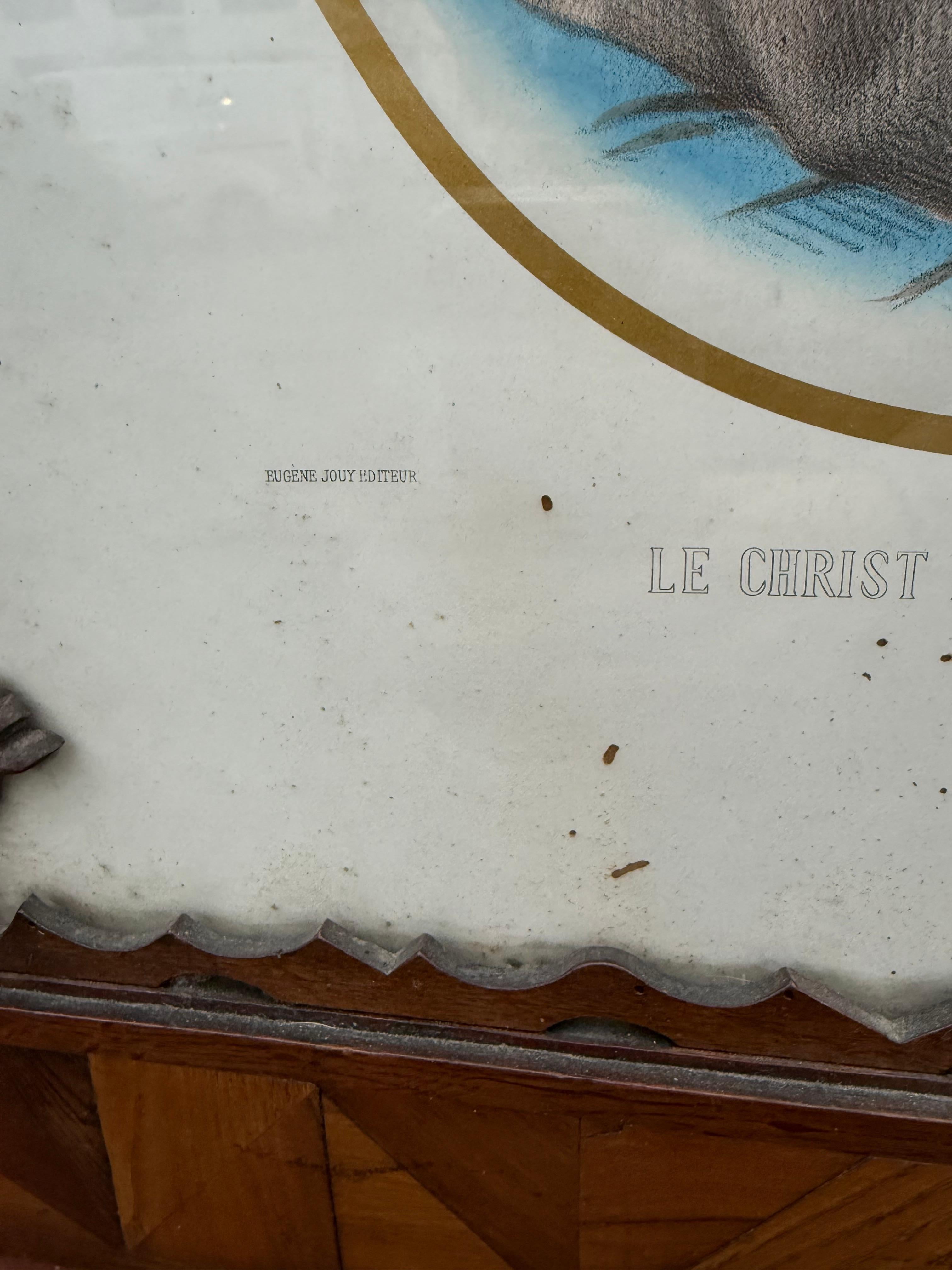 Rarest Arts & Crafts Crafted Picture Frame with Litho, Christ Carrying His Cross For Sale 5