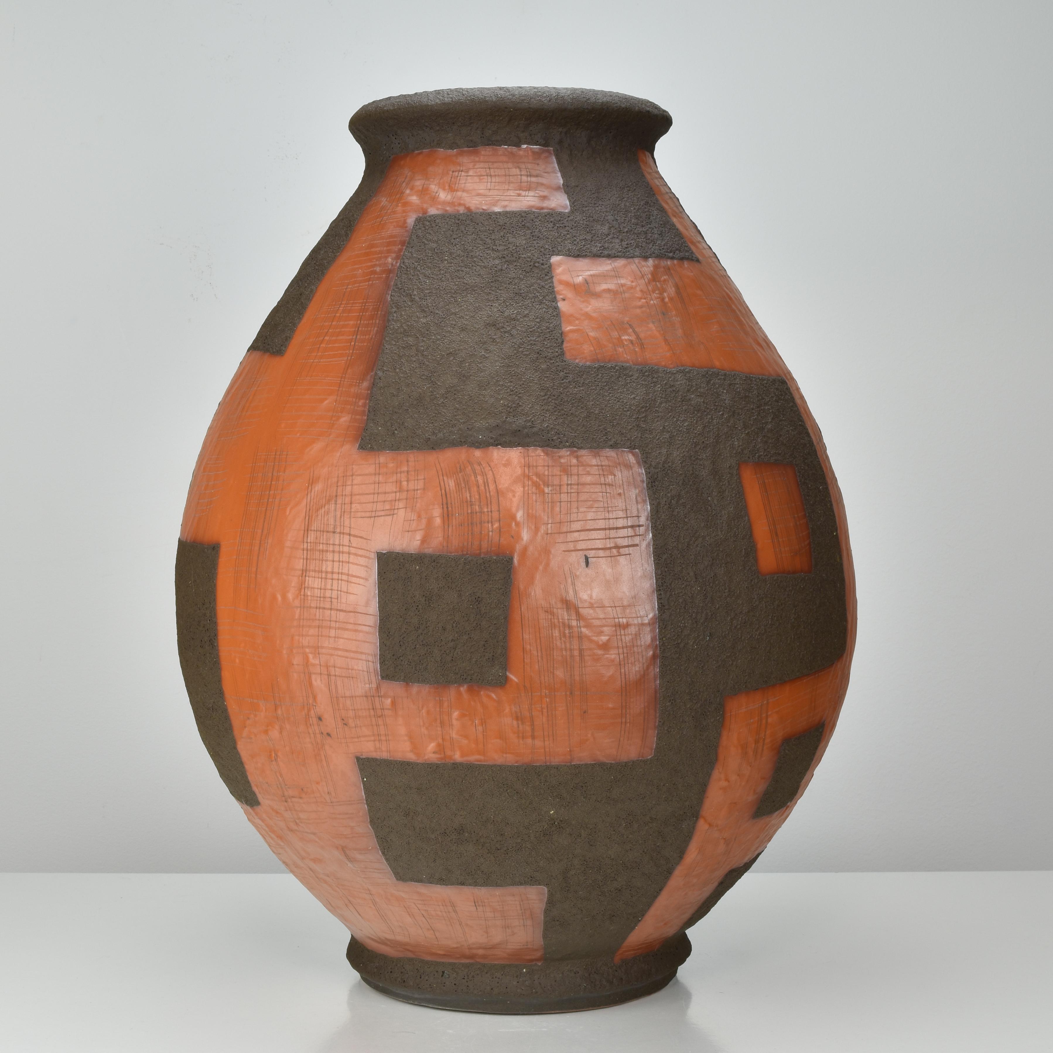 Metà XX secolo Rarest Carstens Ceramic Floor Vase by Gerda Heukeroth & Heinz Siery WGP Pottery in vendita