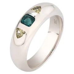 La joya más rara. Anillo de oro blanco con Grandiderita natural y Diamante amarillo fantasía