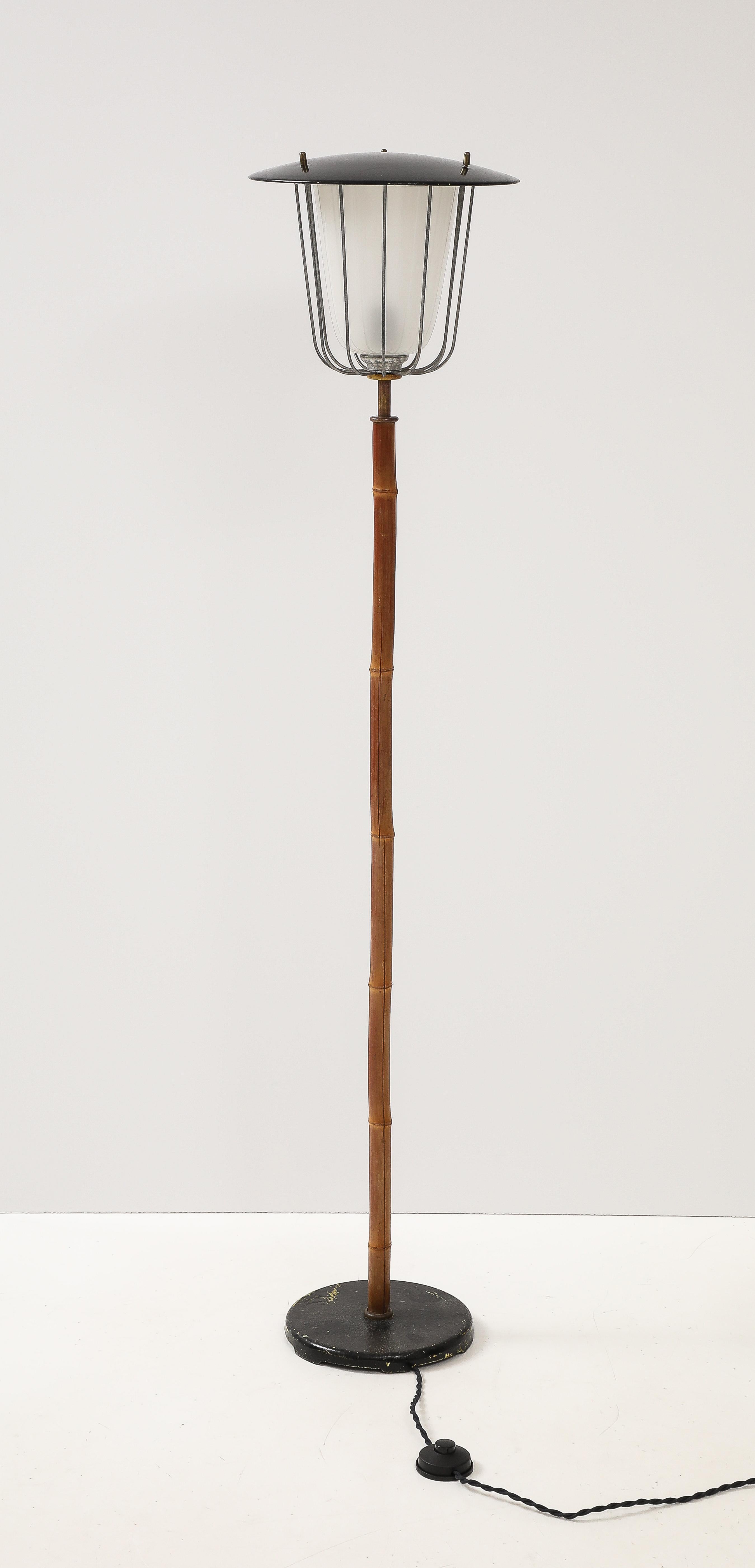 Laiton Rare lampadaire en bambou Kalmar n°2081 - Autriche 1960's en vente