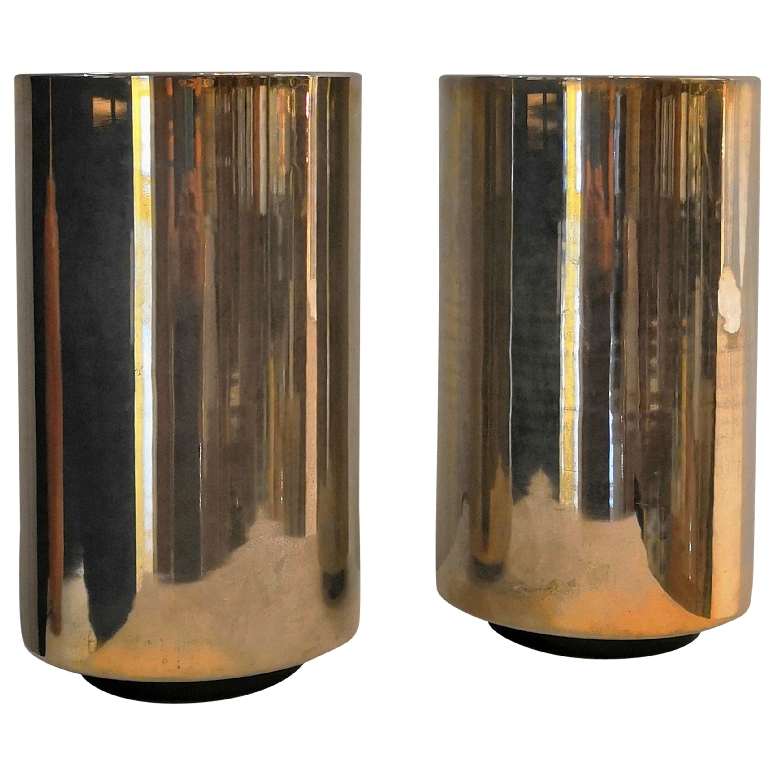 Rarest Pair of Minimalist "Corfou" Lamps by Roger Nathan, France, 1970s For Sale