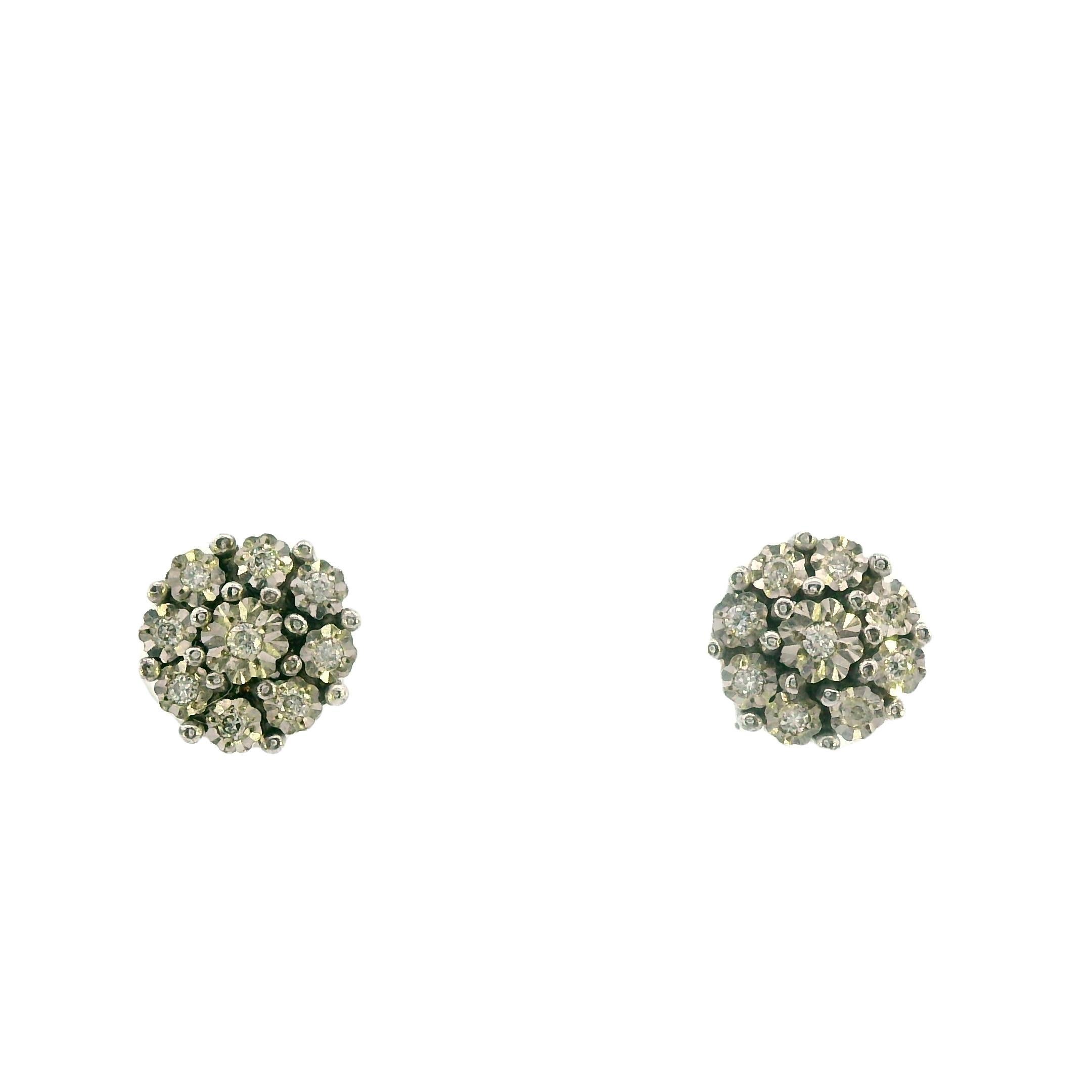 Rarest Rainbow Collection Diamant-Cluster-Ohrstecker .925 Sterling im Angebot 1