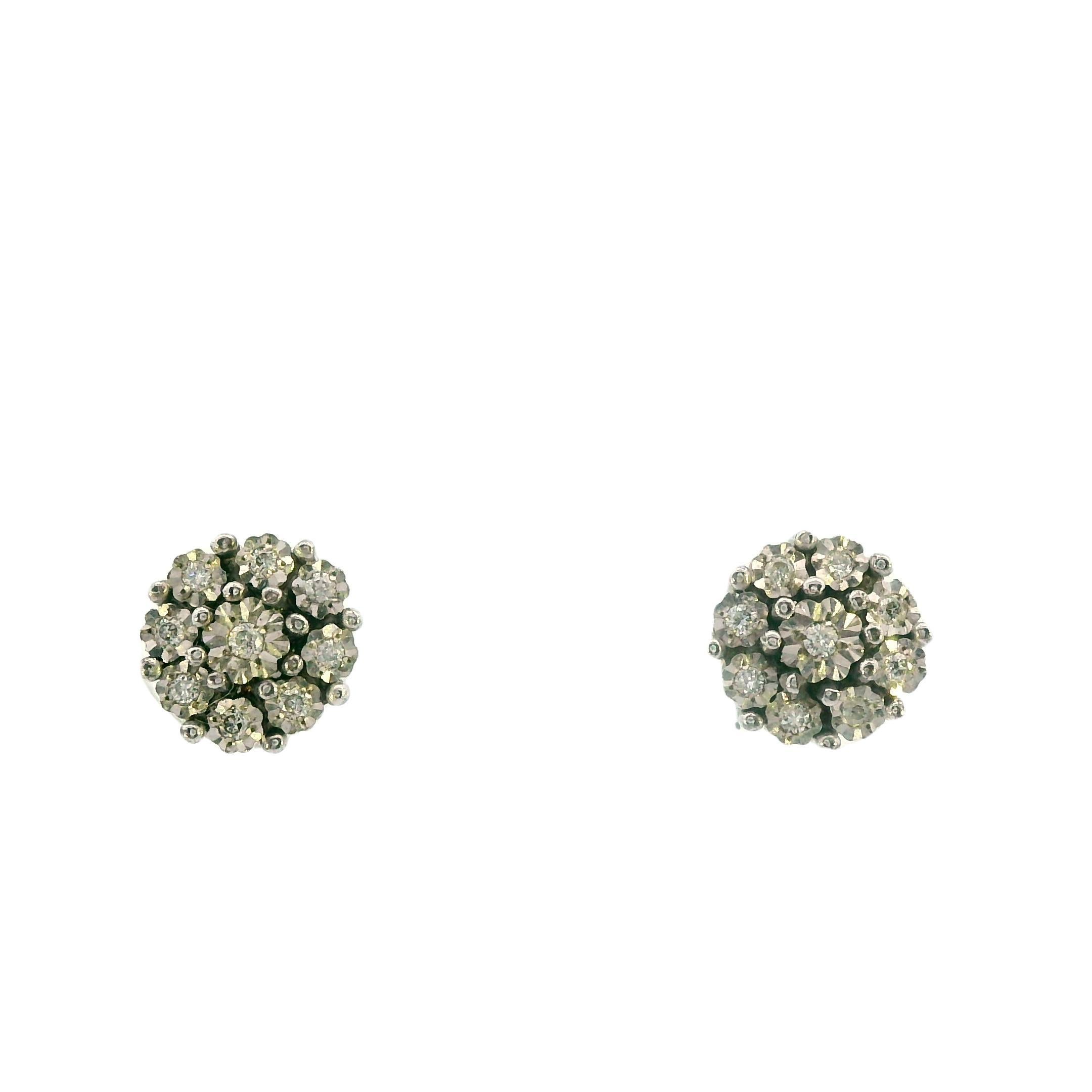 Rarest Rainbow Collection Diamant-Cluster-Ohrstecker .925 Sterling im Angebot 4