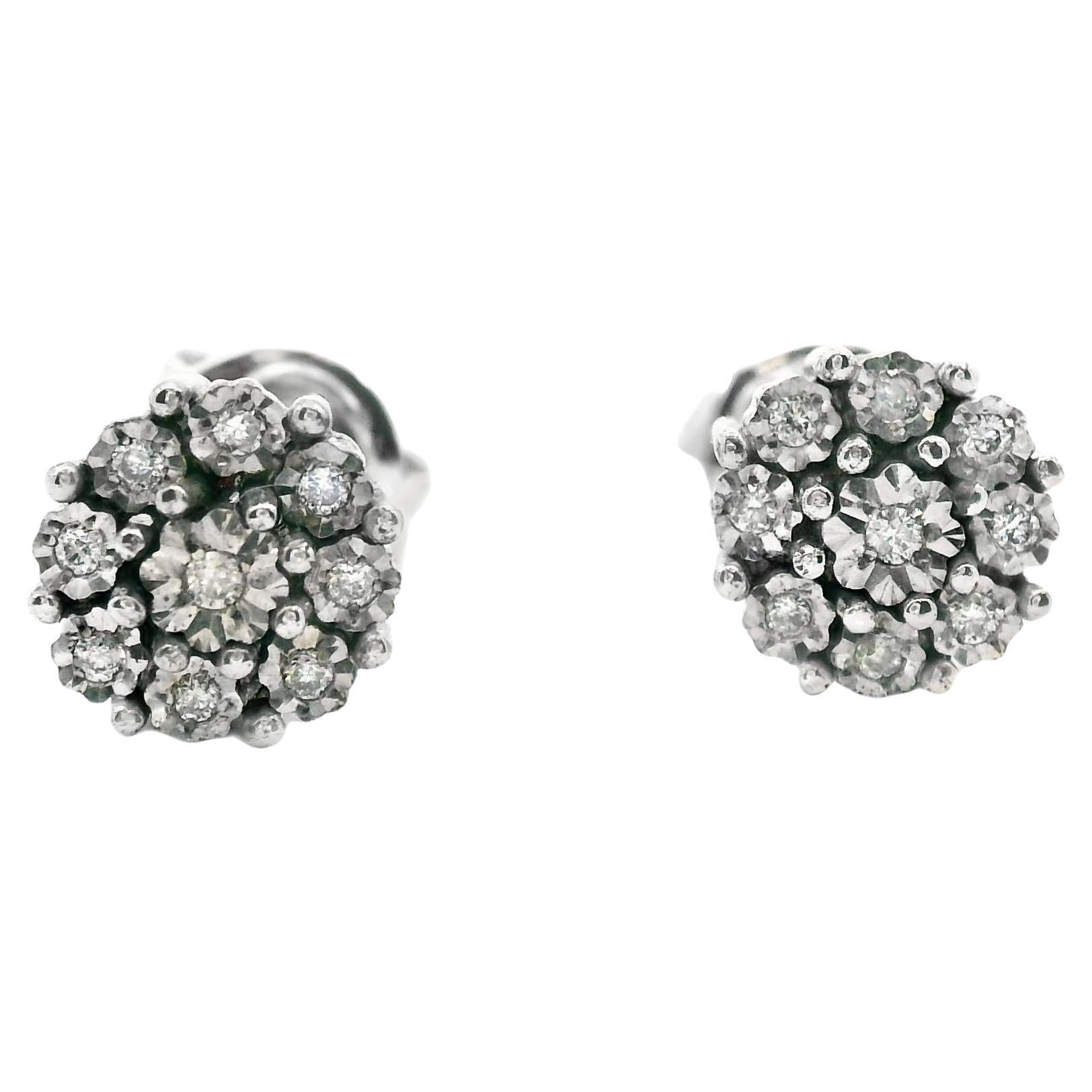 Rarest Rainbow Collection Diamant-Cluster-Ohrstecker .925 Sterling im Angebot