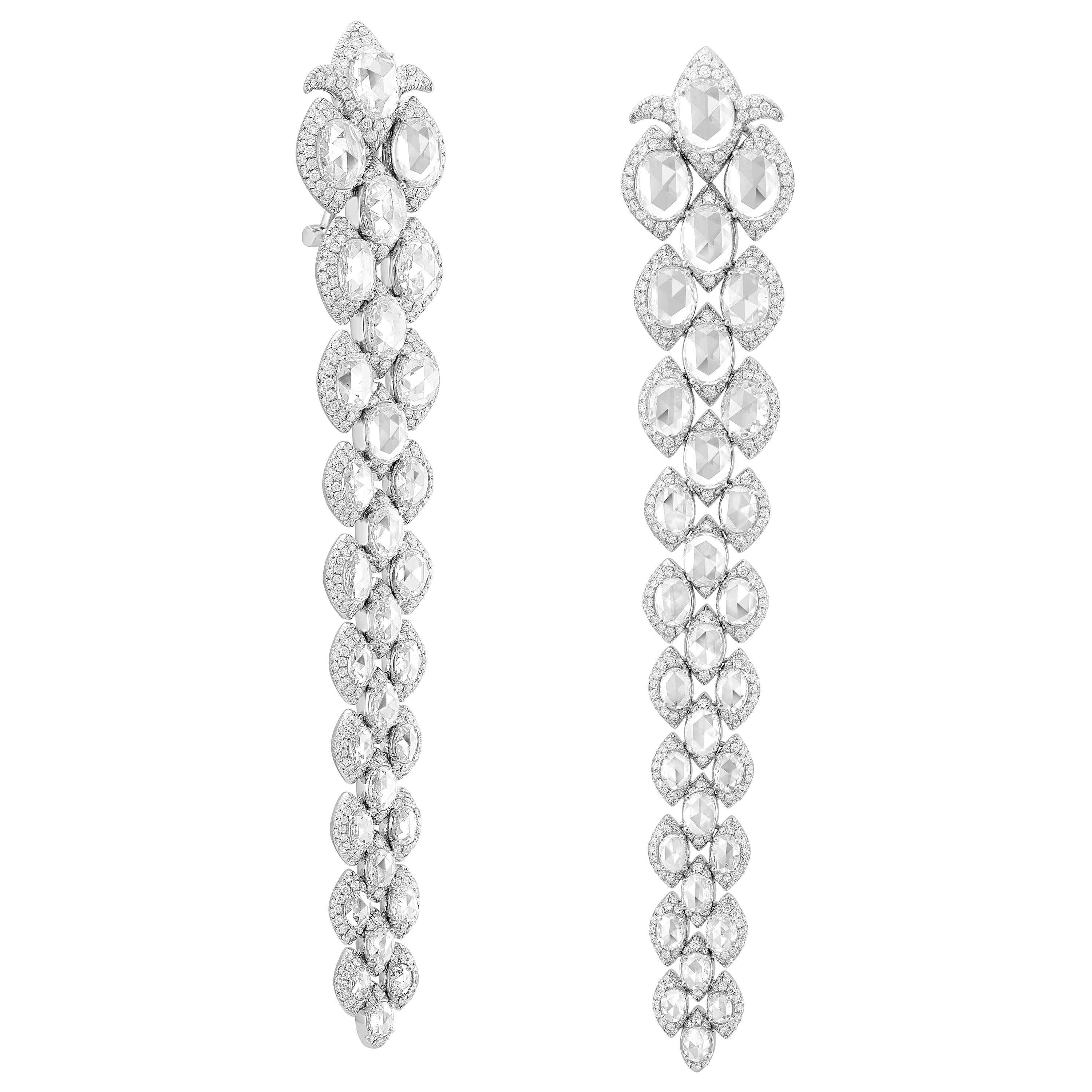 Rarever 18k Gold 17.2ct Rose Cut Diamond Modern Contemporary Statement Earrings