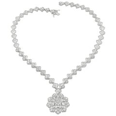 18 Karat White Gold 18.86ct Rose Cut Diamond Contemporary Statement Necklace