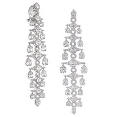 Rarever 18k White Gold 21.6ct Old Mine Cut Diamond Chandelier Statement Earrings