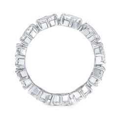 18k White Gold Old Hexagon Diamond 3.95cts Eternity Ring Wedding Band