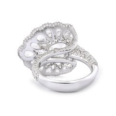 18Karat White Gold Rose Cut Diamond 4.20cts Pave Cocktail Ring