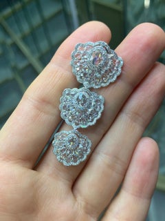 Rarever 18K White Gold Rose Cut Diamond Orchid Flower Drop 8.51cts Earrings