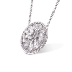 Rarever 18k White Gold Rose Cut Diamond Helix Pendant 4.84cts Necklace