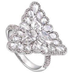 Rarever 18K White Gold Rose Cut Pear Shape Diamond Dress 2.31cts Ring