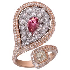 Rarever 18K Rose Gold Diamond Kite 0.81cts Tourmaline Cocktail Ring