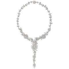 18 Karat White Gold 48.44 Carat Rose Cut Diamond Contemporary Statement Necklace