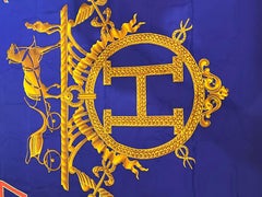 RareXXL 1987 Hermès 150° anniversario "Feux d'Artifice" Bandiera da parete in seta