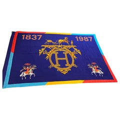 RareXXL 1987 Hermès 150° anniversario "Feux d'Artifice" Bandiera da parete in seta
