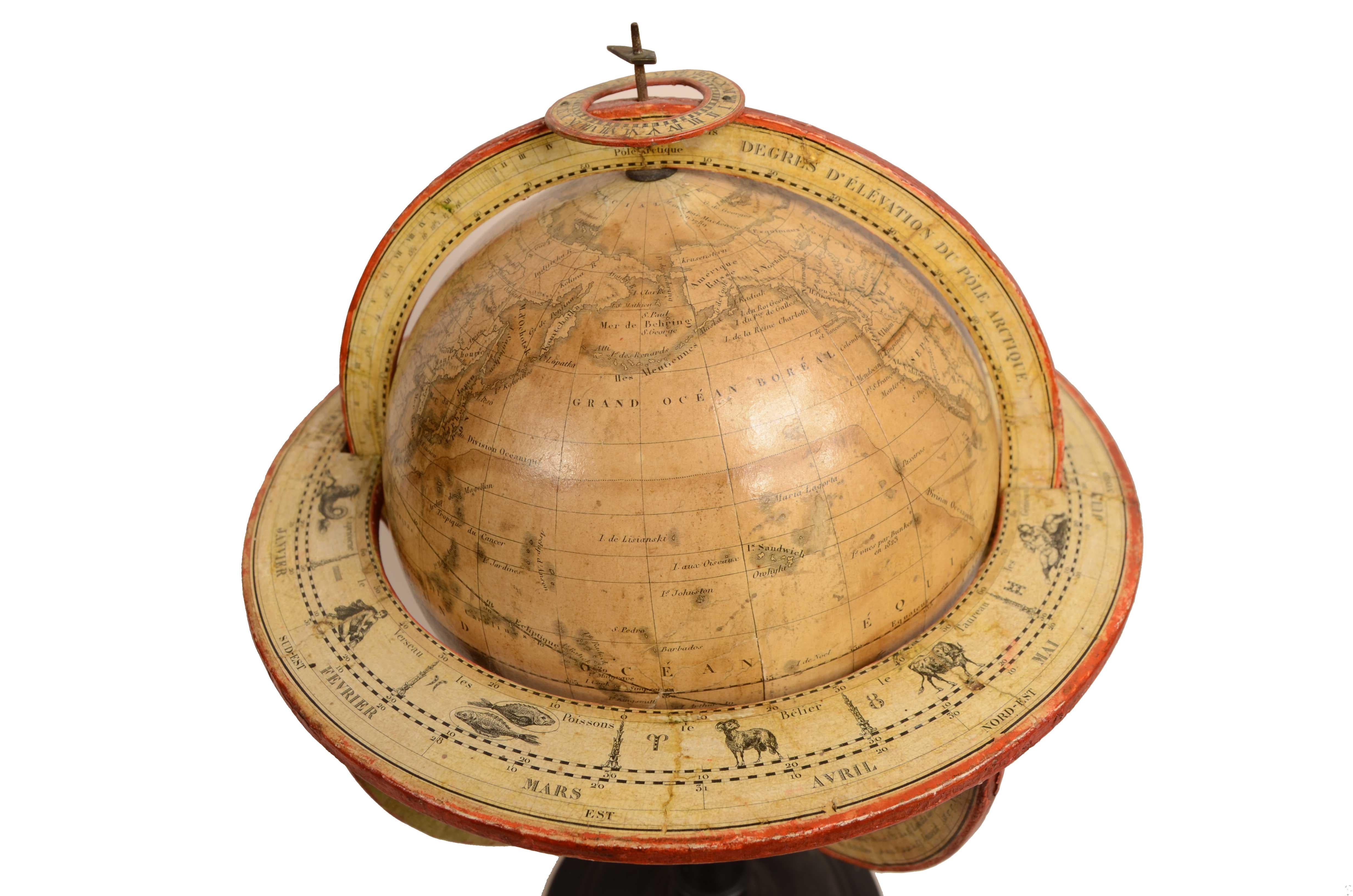 Rare paire de globes terrestres et célestes de Felix  Delamarche daté de 1834 en vente 5