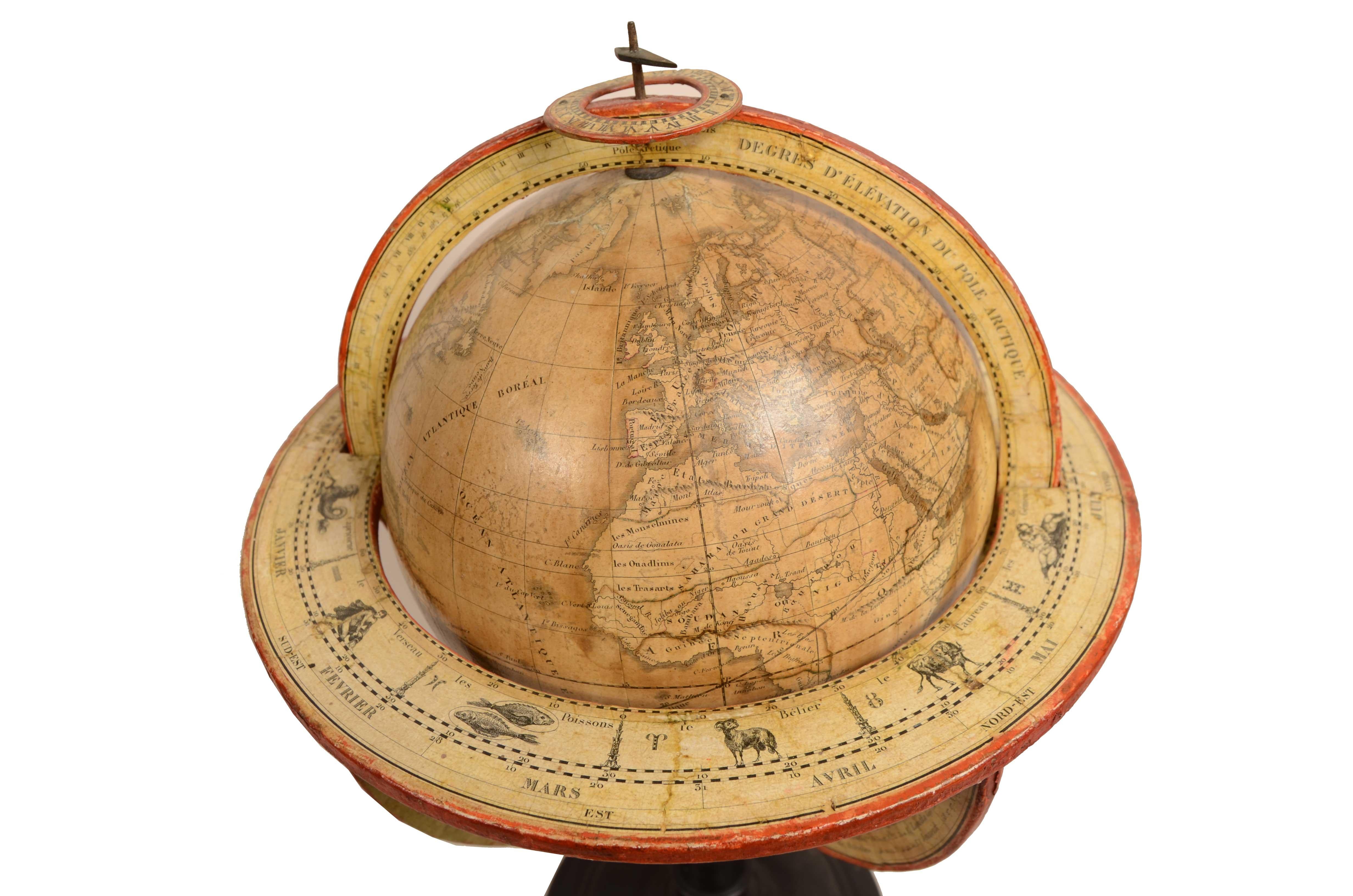 Rare paire de globes terrestres et célestes de Felix  Delamarche daté de 1834 en vente 7