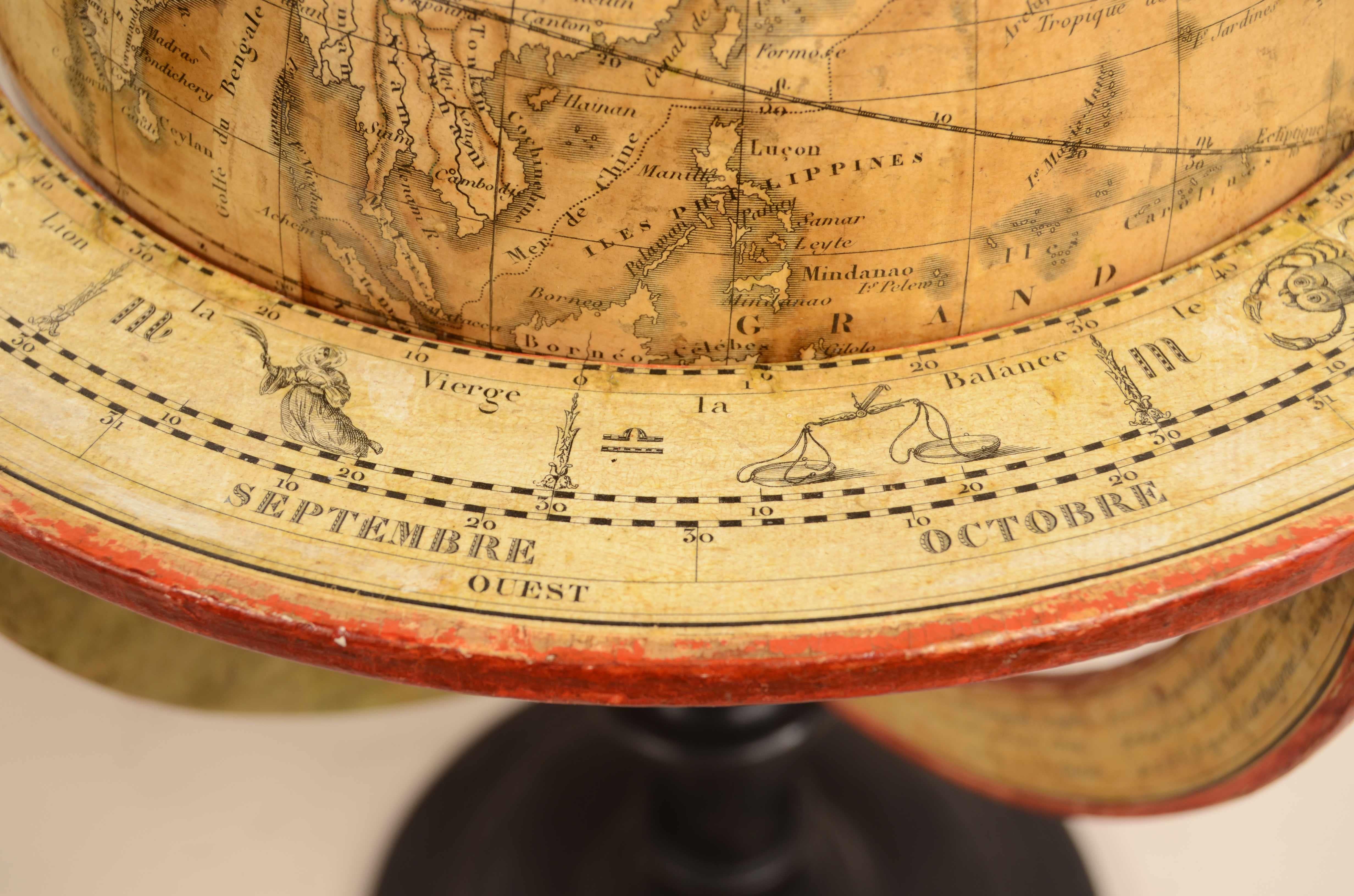 Rare paire de globes terrestres et célestes de Felix  Delamarche daté de 1834 en vente 8