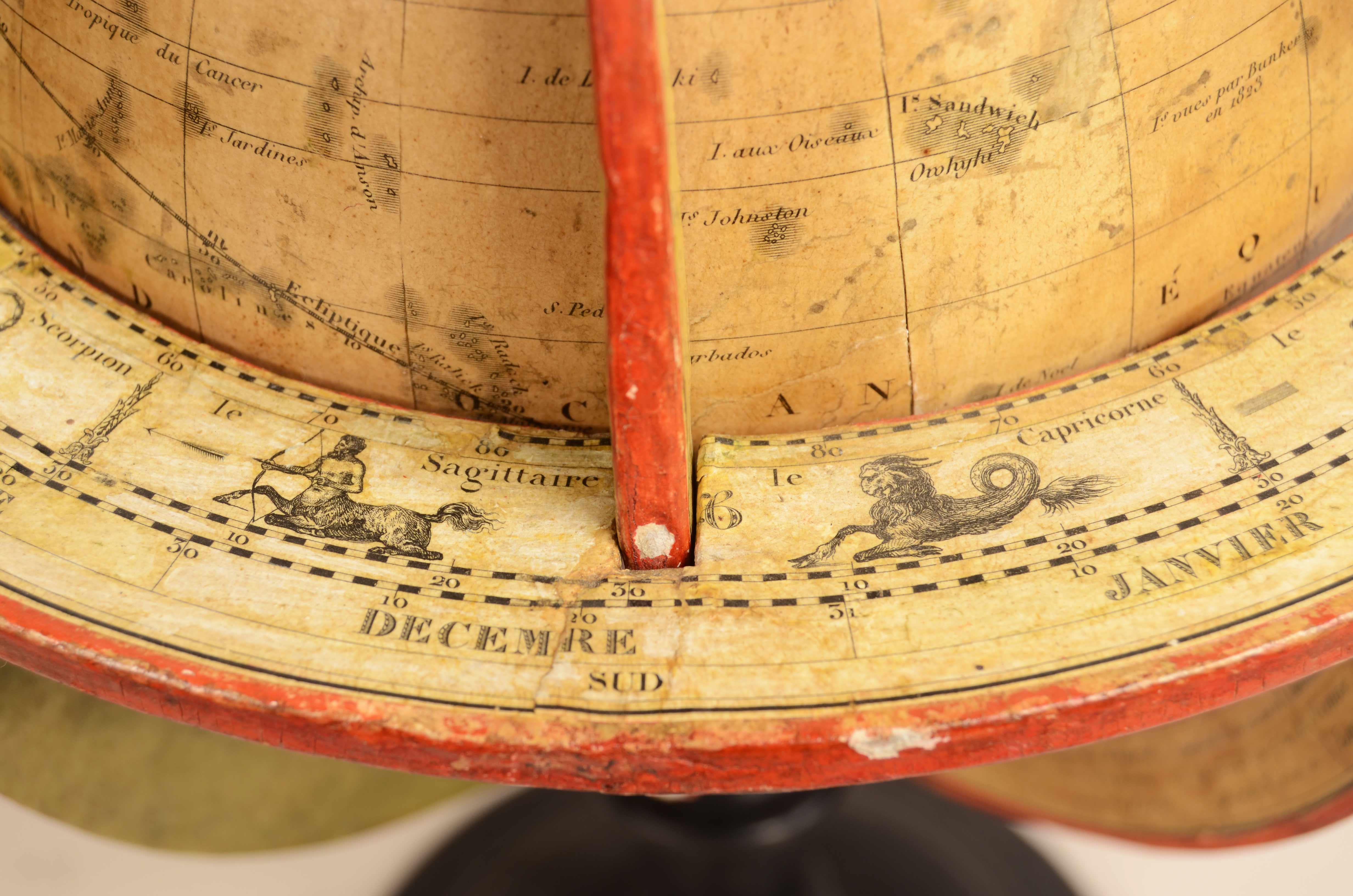 Rare paire de globes terrestres et célestes de Felix  Delamarche daté de 1834 en vente 10