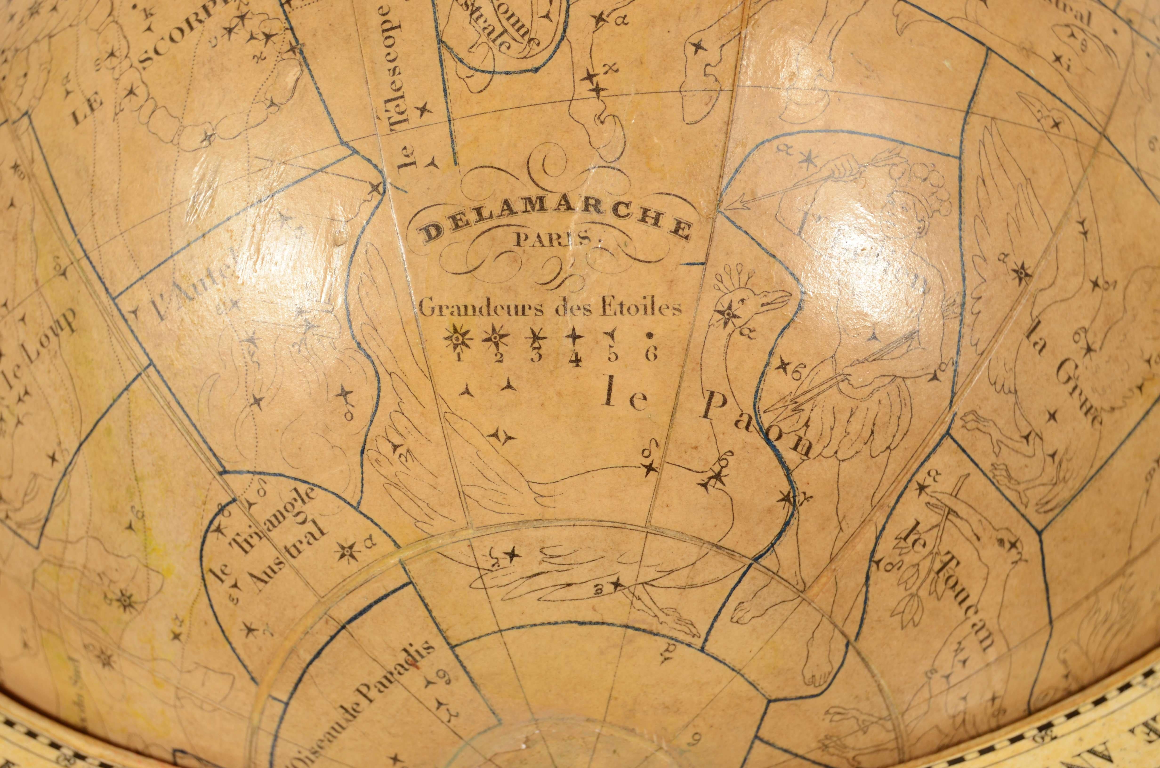 Rare paire de globes terrestres et célestes de Felix  Delamarche daté de 1834 en vente 11