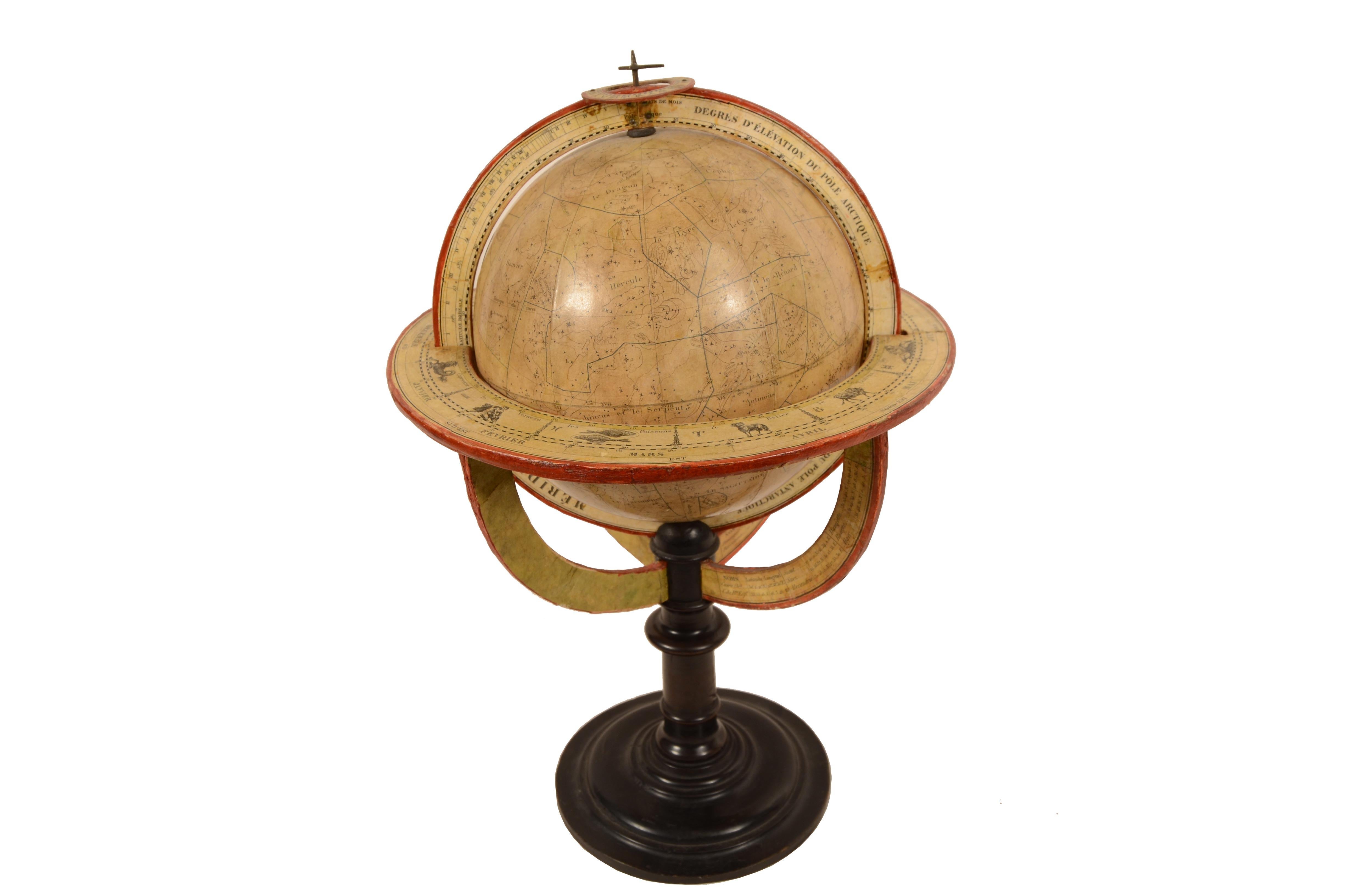 Mid-19th Century Rare paire de globes terrestres et célestes de Felix  Delamarche daté de 1834 en vente