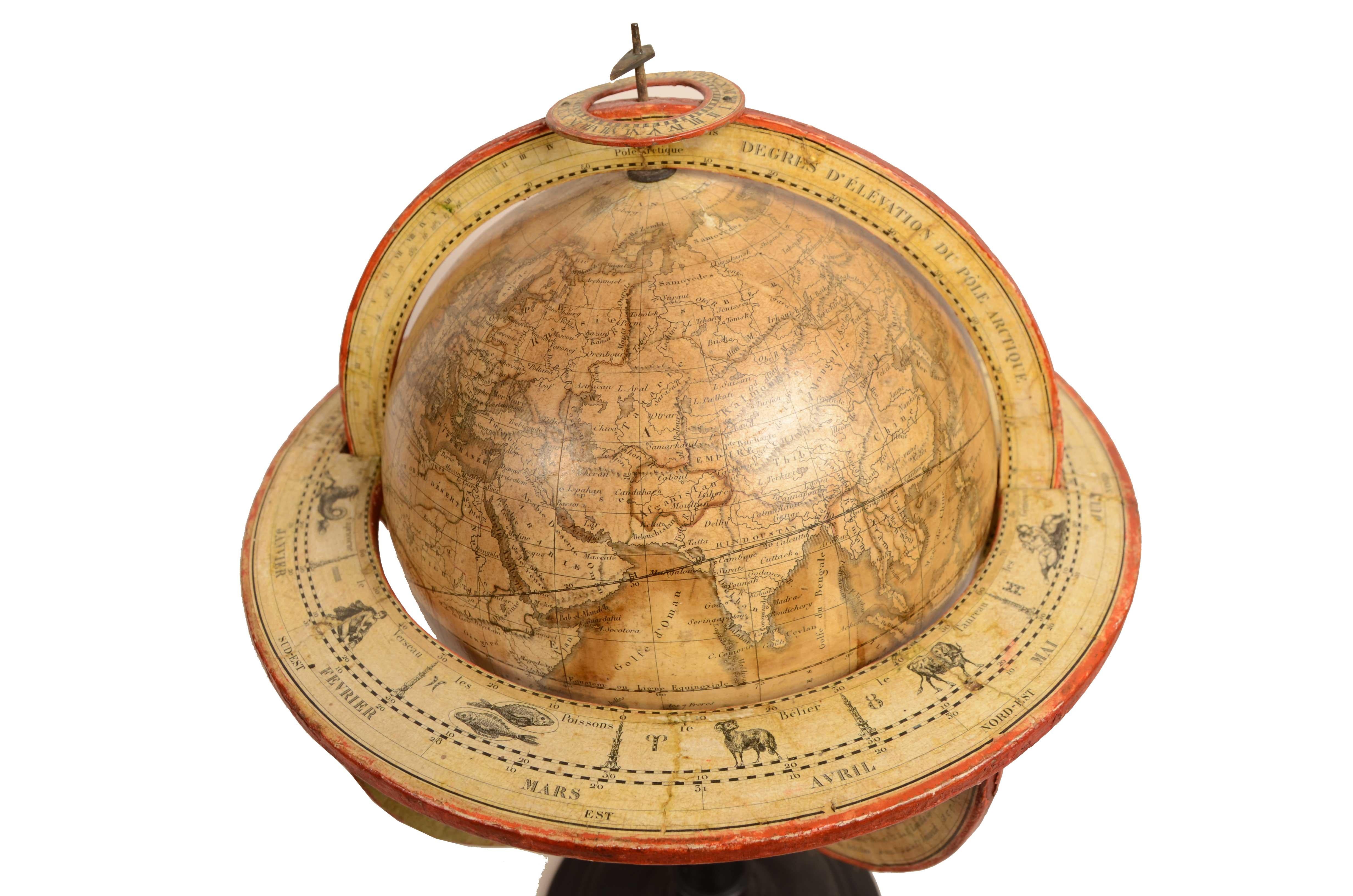 Rare paire de globes terrestres et célestes de Felix  Delamarche daté de 1834 en vente 1