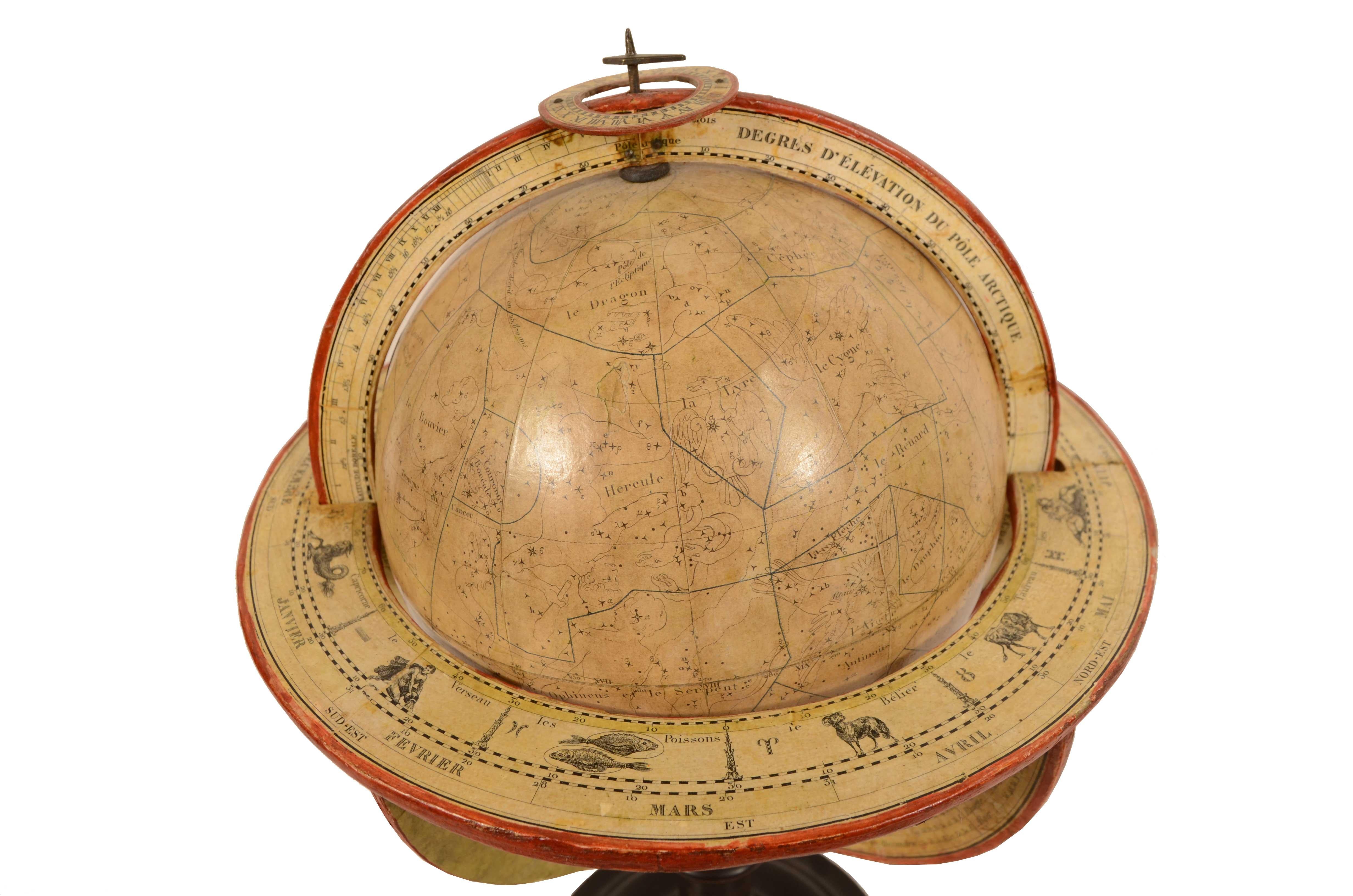 Rare paire de globes terrestres et célestes de Felix  Delamarche daté de 1834 en vente 2