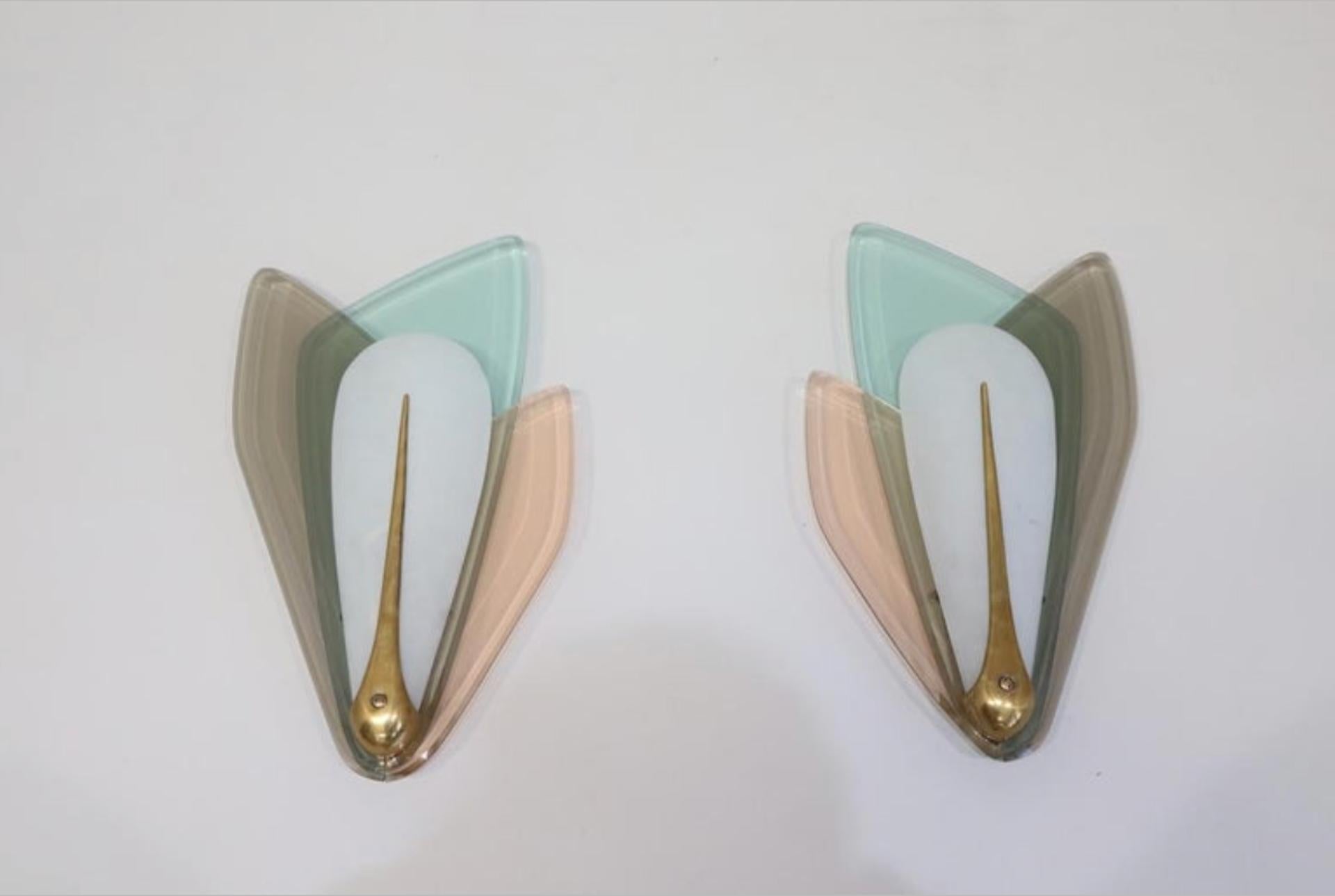 Mid-20th Century Couple rare  appliques d'extérieur design Max Ingrand pour Fontana Arte 1950s en vente