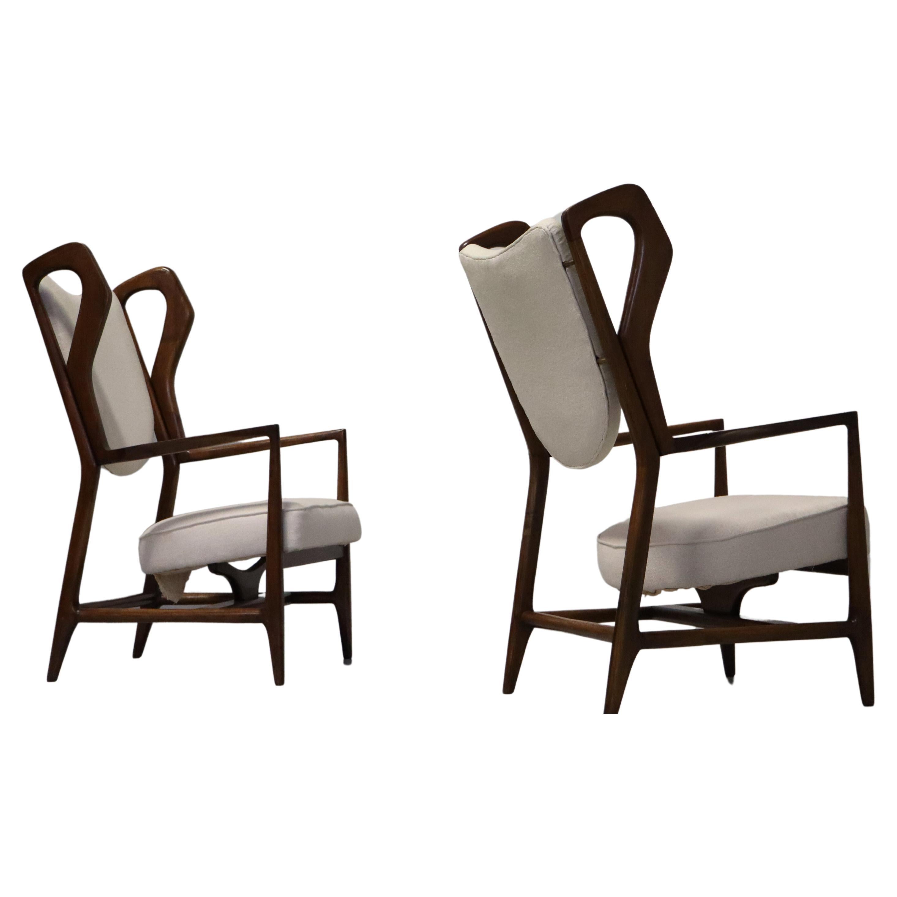 Very rare pair of "Triennale" armchairs by Gio Ponti for I.S.A. Bergamo  For Sale