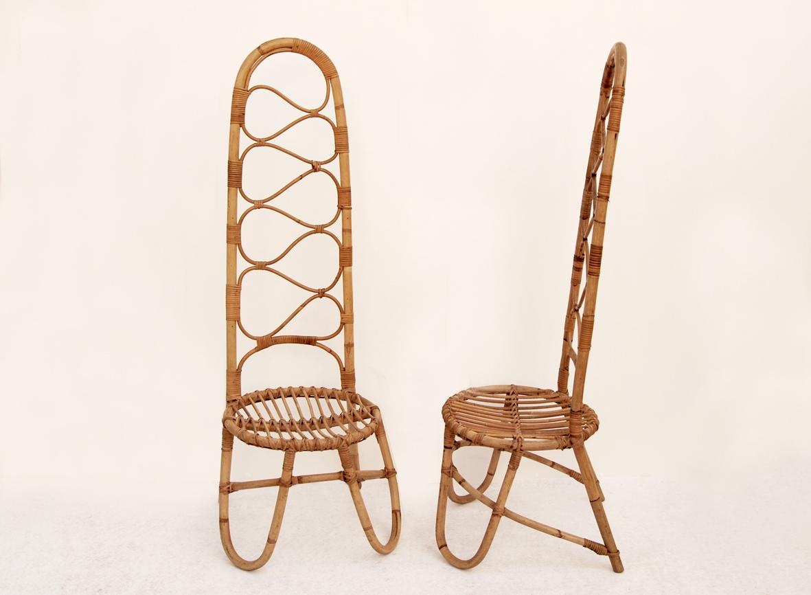 Mid-Century Modern Rarissima Coppia di sedie in bambù, Anni '60