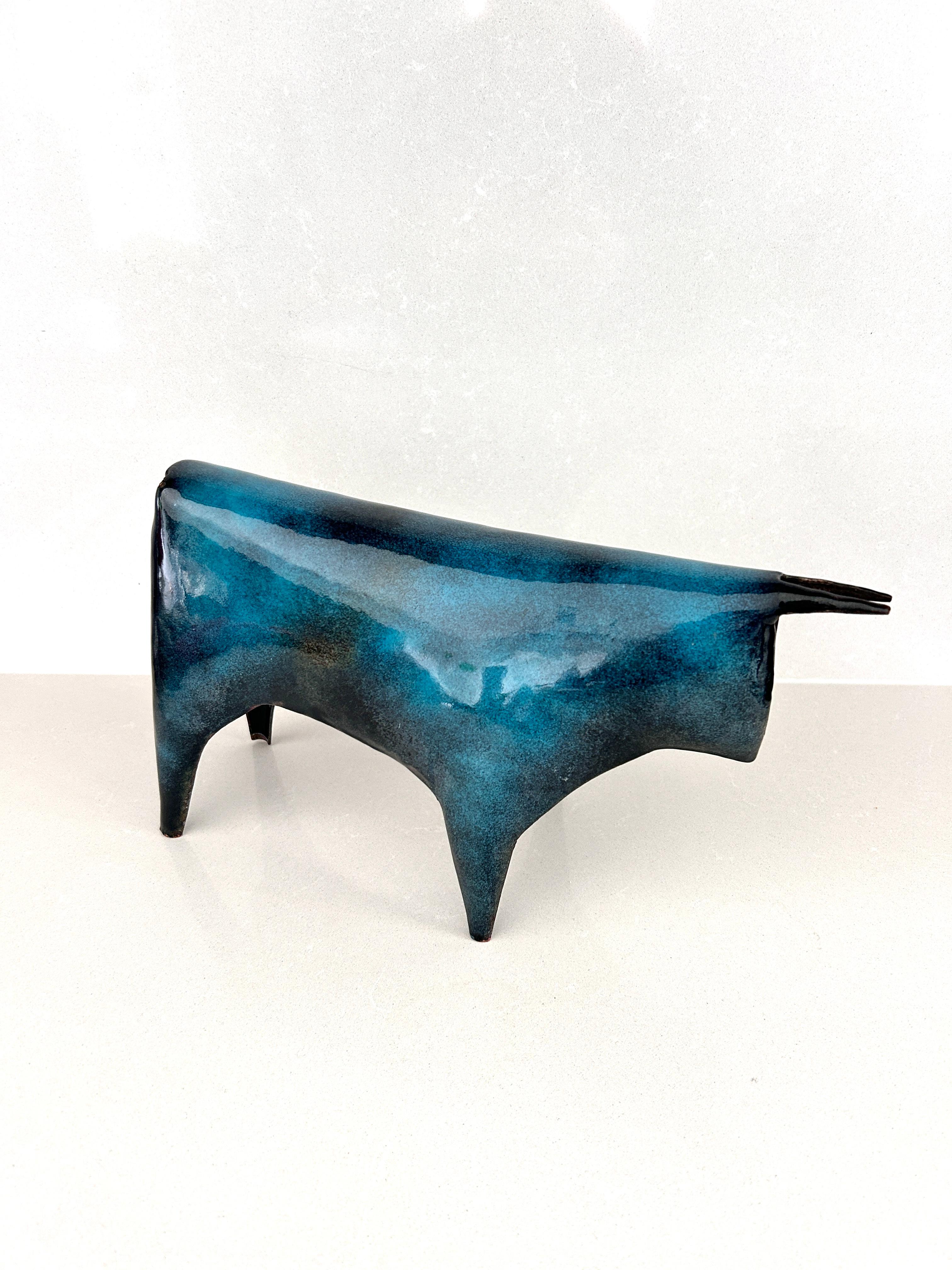 Enameled Very rare Taurus-shaped sculpture by Gio Ponti for De Poli, 1950s For Sale