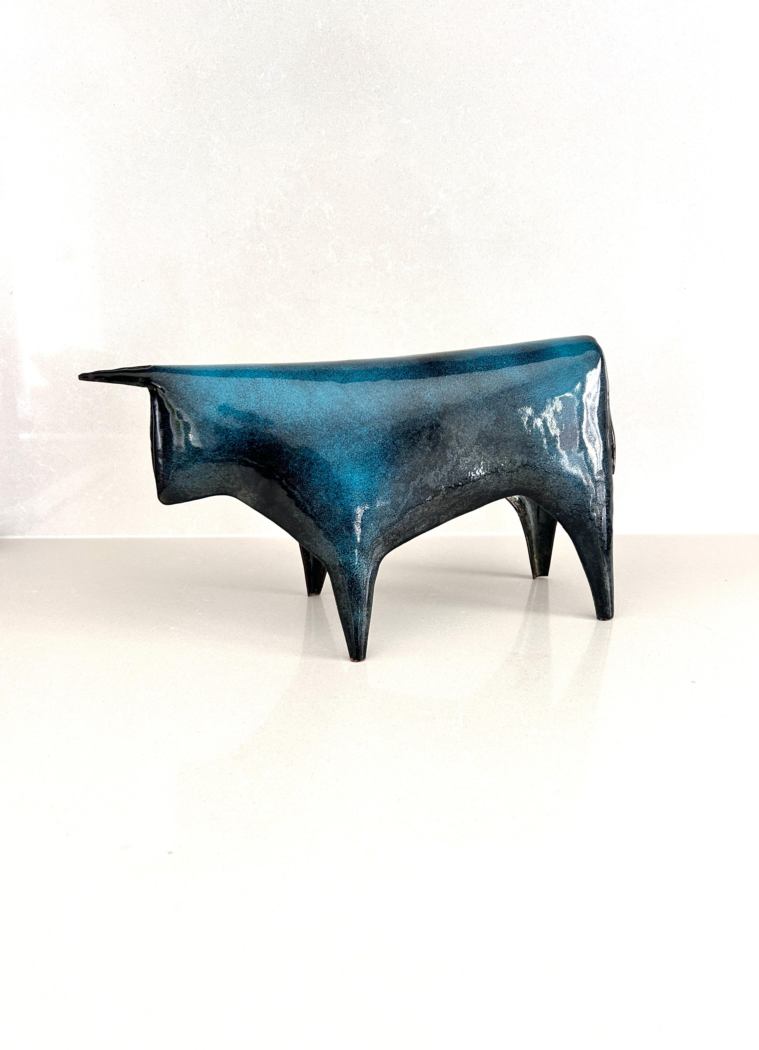 Enameled Rarissima scultura a forma di Toro di Gio Ponti per De Poli, anni '50