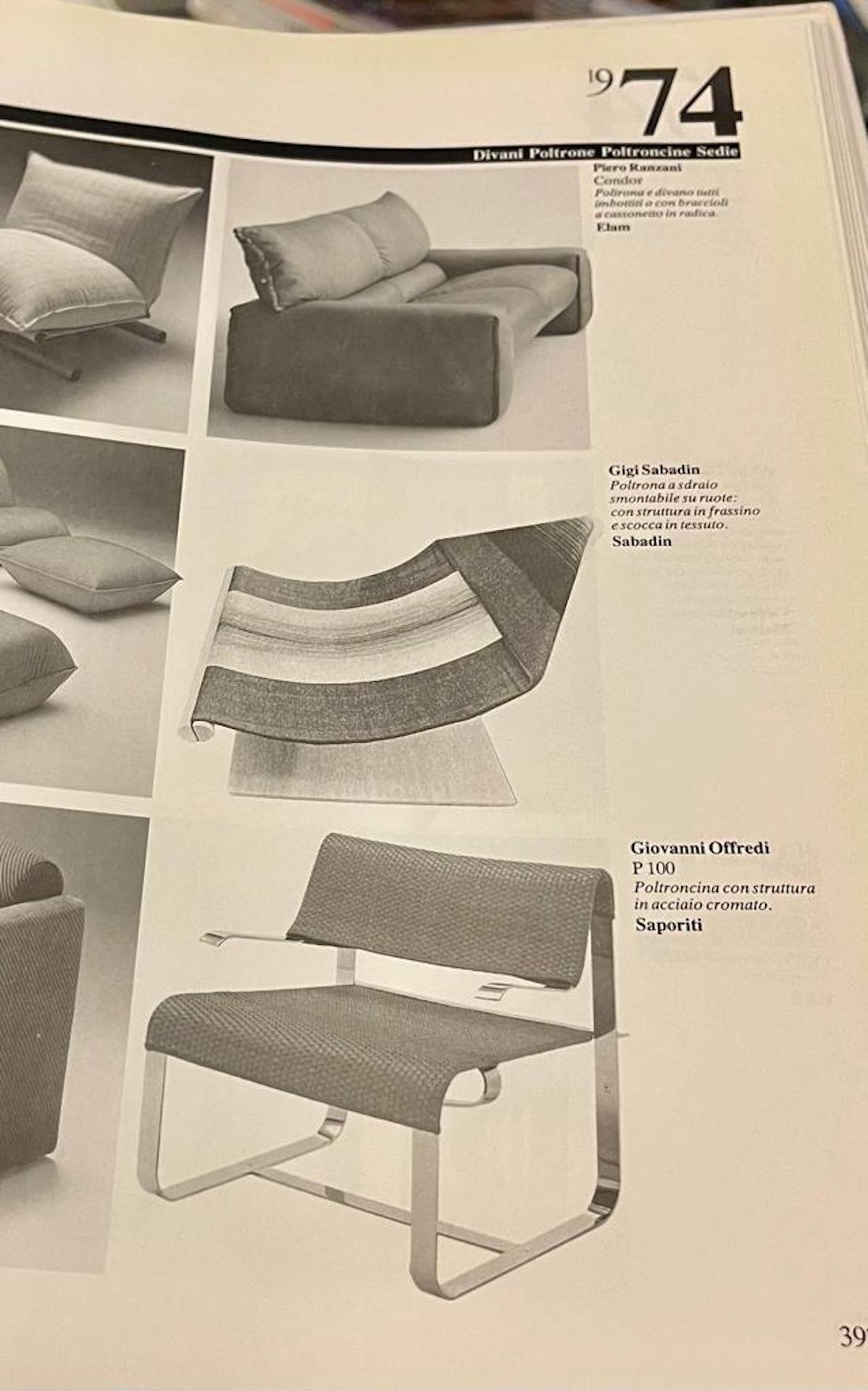 Sehr selten  Sessel Modell P100 Entworfen von Giovanni Offredi für Saporiti im Angebot 7